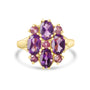 9ct Yellow Gold Amethyst Fancy Cluster Pre-Owned Ring
