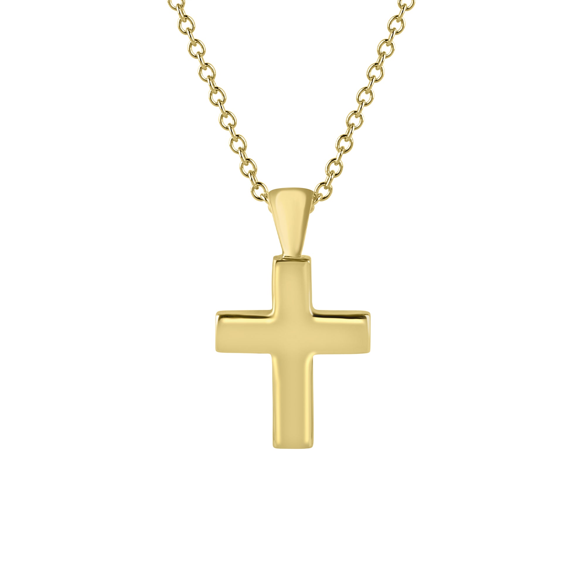 9ct Yellow Gold Chunky Cross Pendant and Chain
