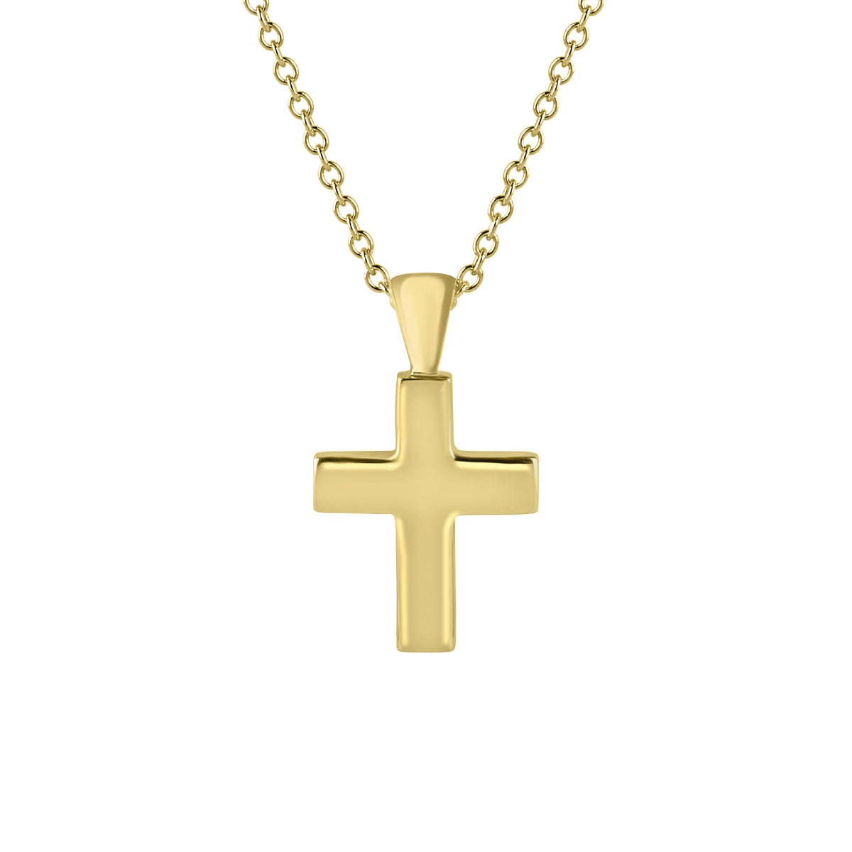 9ct Yellow Gold Chunky Cross Pendant and Chain