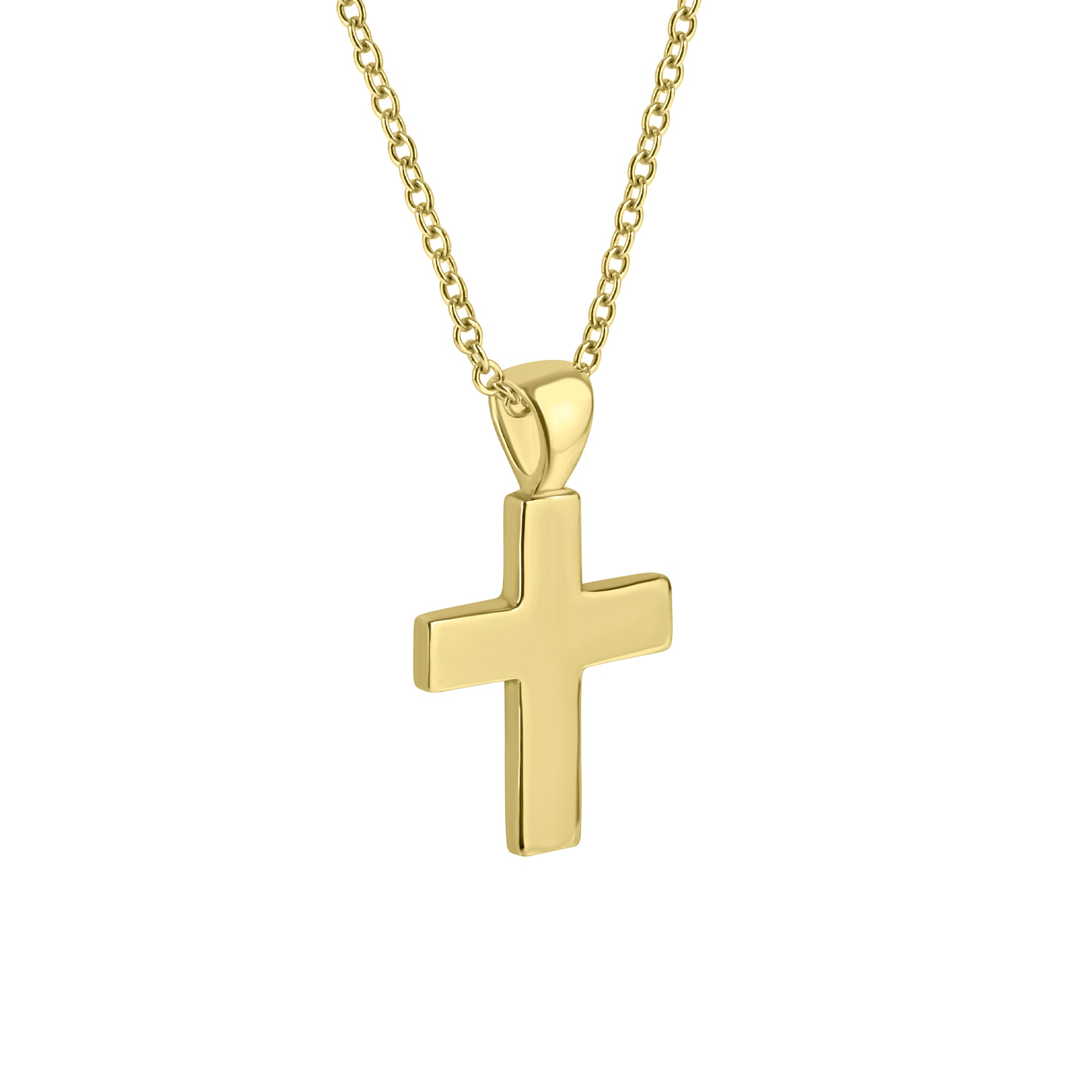 9ct Yellow Gold Chunky Cross Pendant and Chain