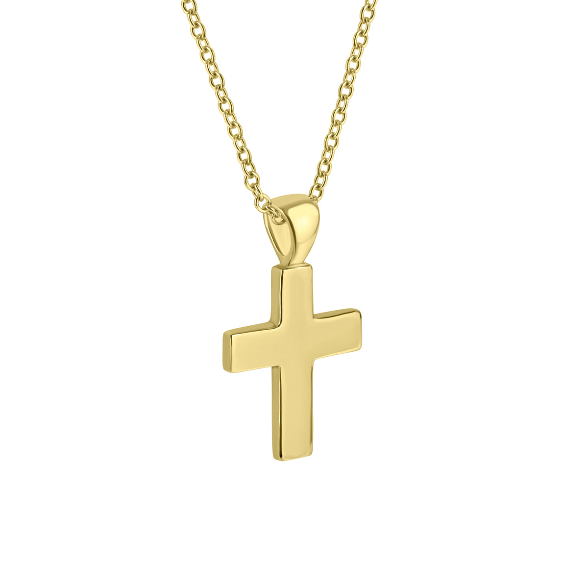 9ct Yellow Gold Chunky Cross Pendant and Chain