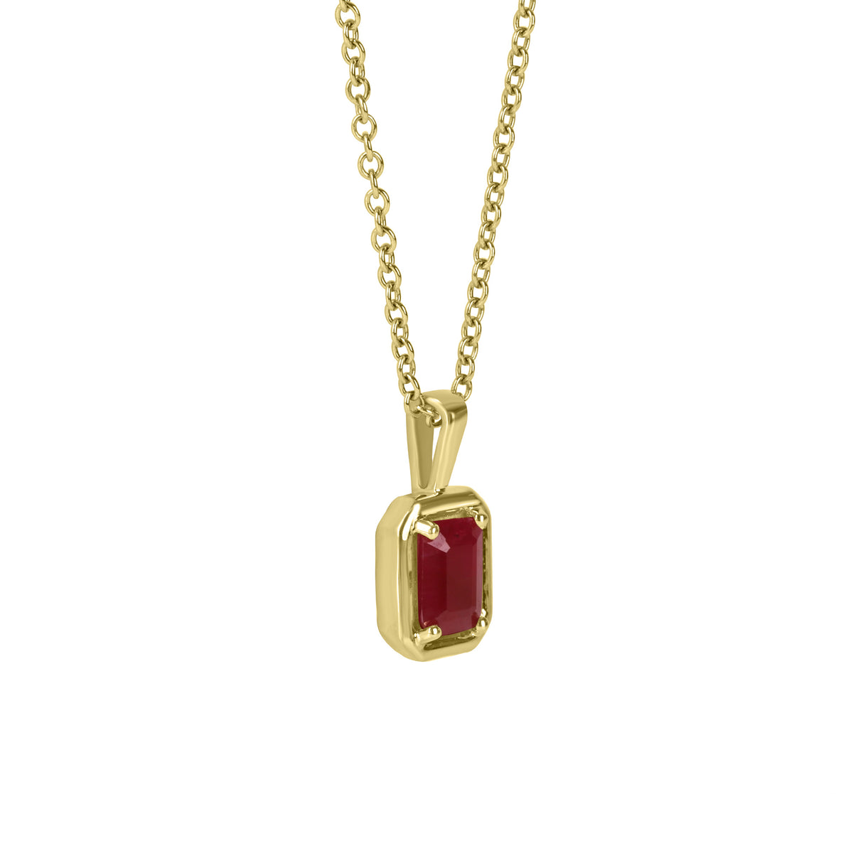 9ct Yellow Gold Claw-Set Ruby Necklace