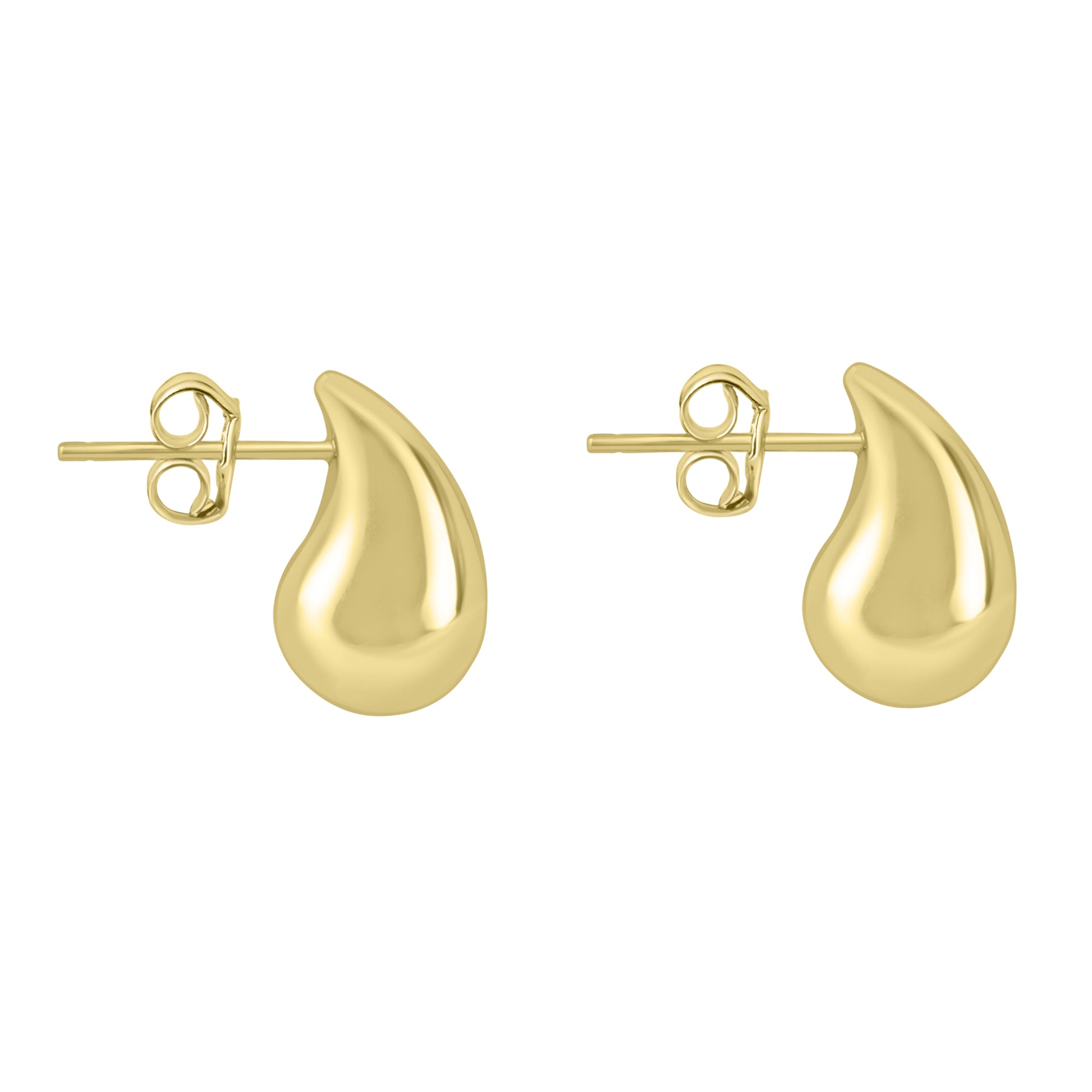 9ct Yellow Gold Curved Teardrop Earrings