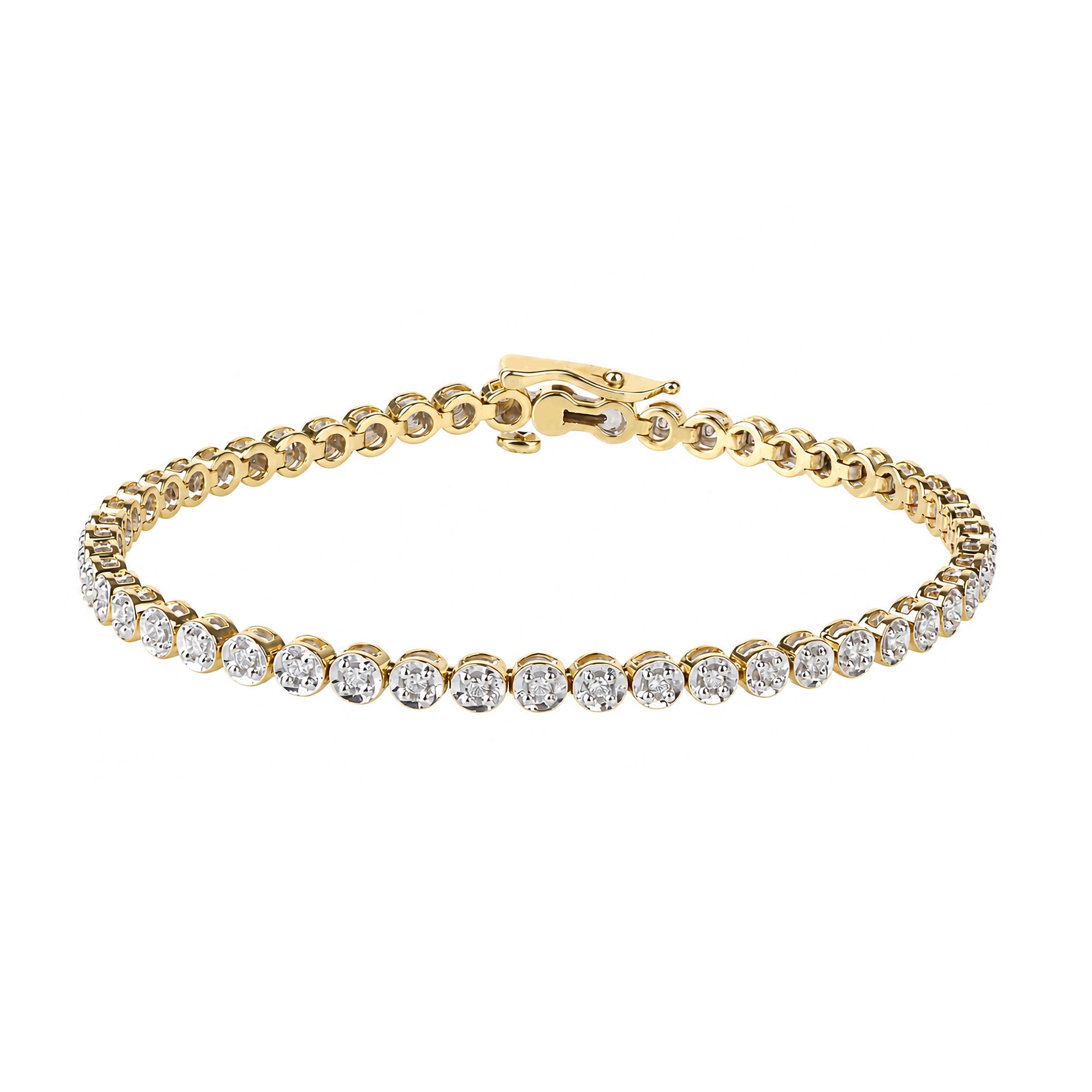 9ct Yellow Gold Diamond Pre-Owned Tennis Bracelet