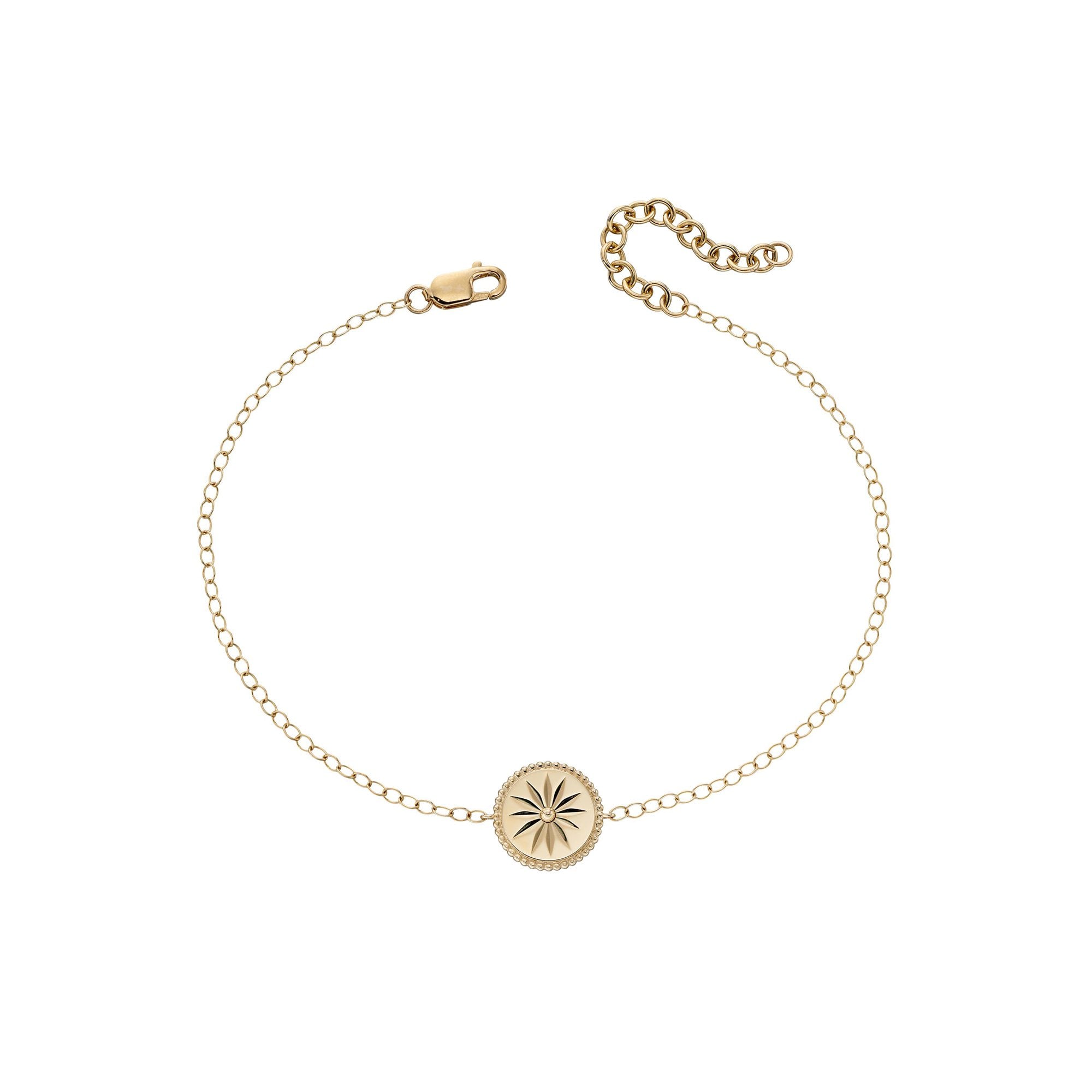 9ct Yellow Gold Disc Bracelet on Delicate Chain