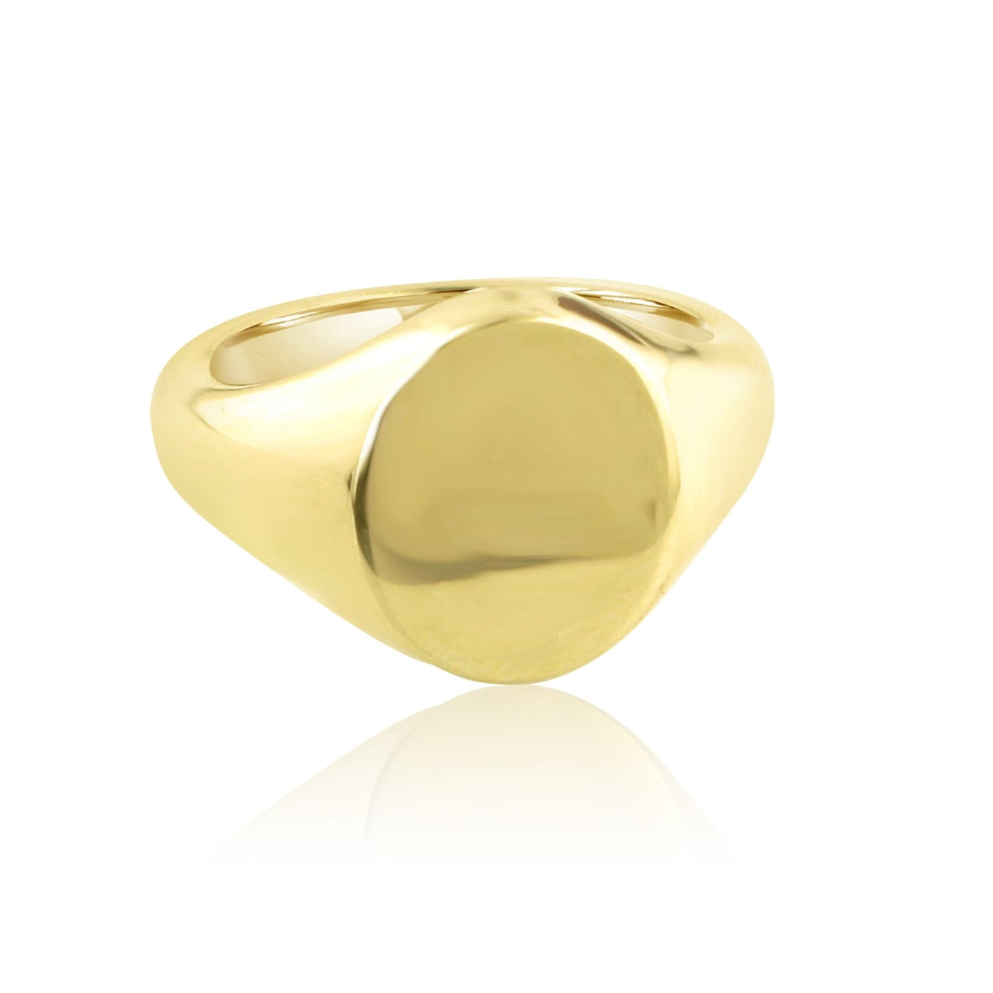 9ct Yellow Gold Engravable Oval Signet Ring with 14mm x 12mm Top