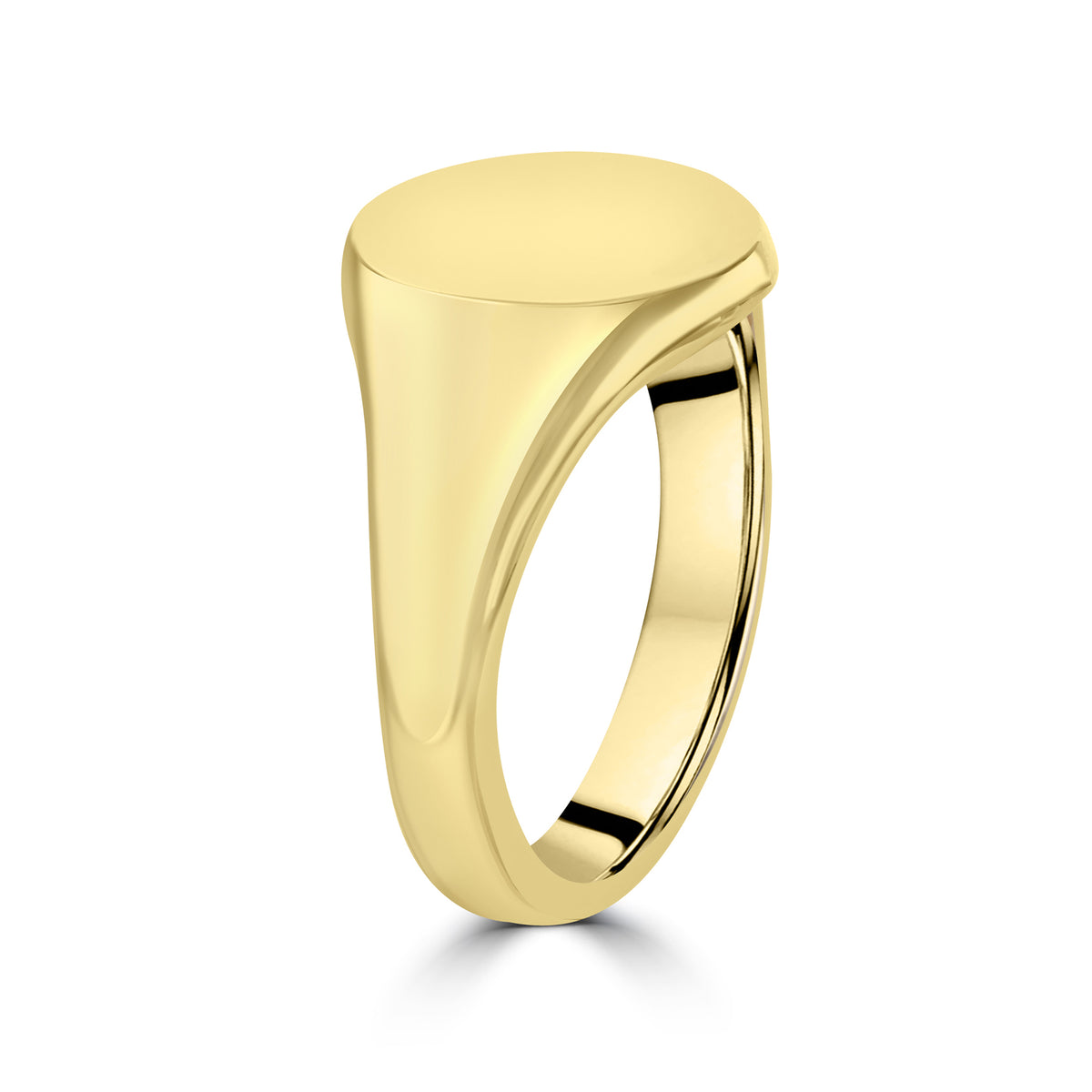 9ct Yellow Gold Engravable Oval Signet Ring with 14mm x 12mm Top