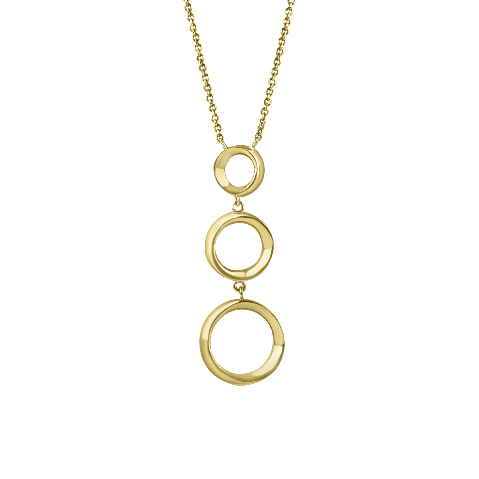 9ct Yellow Gold Graduated Three Ring Necklace