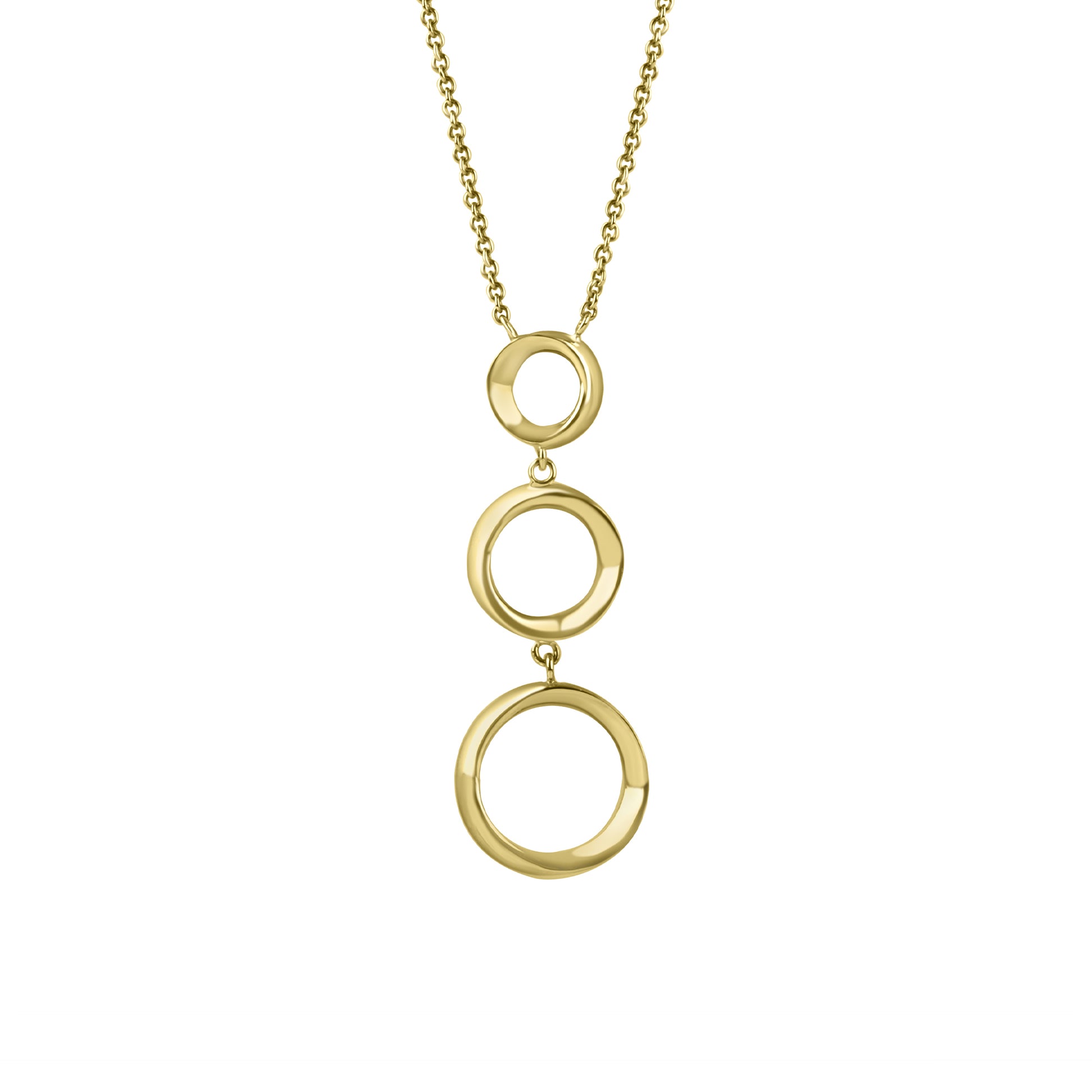 9ct Yellow Gold Graduated Three Ring Necklace