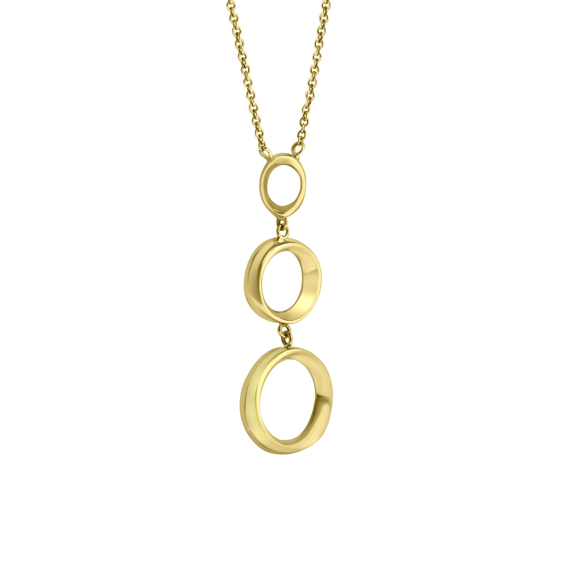 9ct Yellow Gold Graduated Three Ring Necklace
