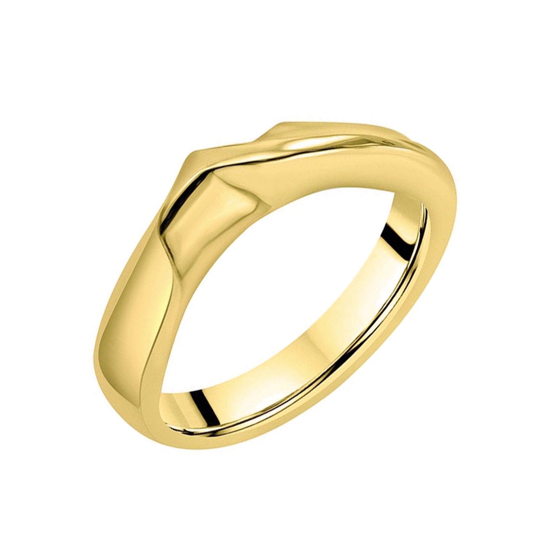 9ct Yellow Gold Heavyweight Wishbone Shaped Ring With Twist Feature