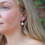 9ct Yellow Gold Huggie Drop Earrings With Baroque Cultured Freshwater Pearl