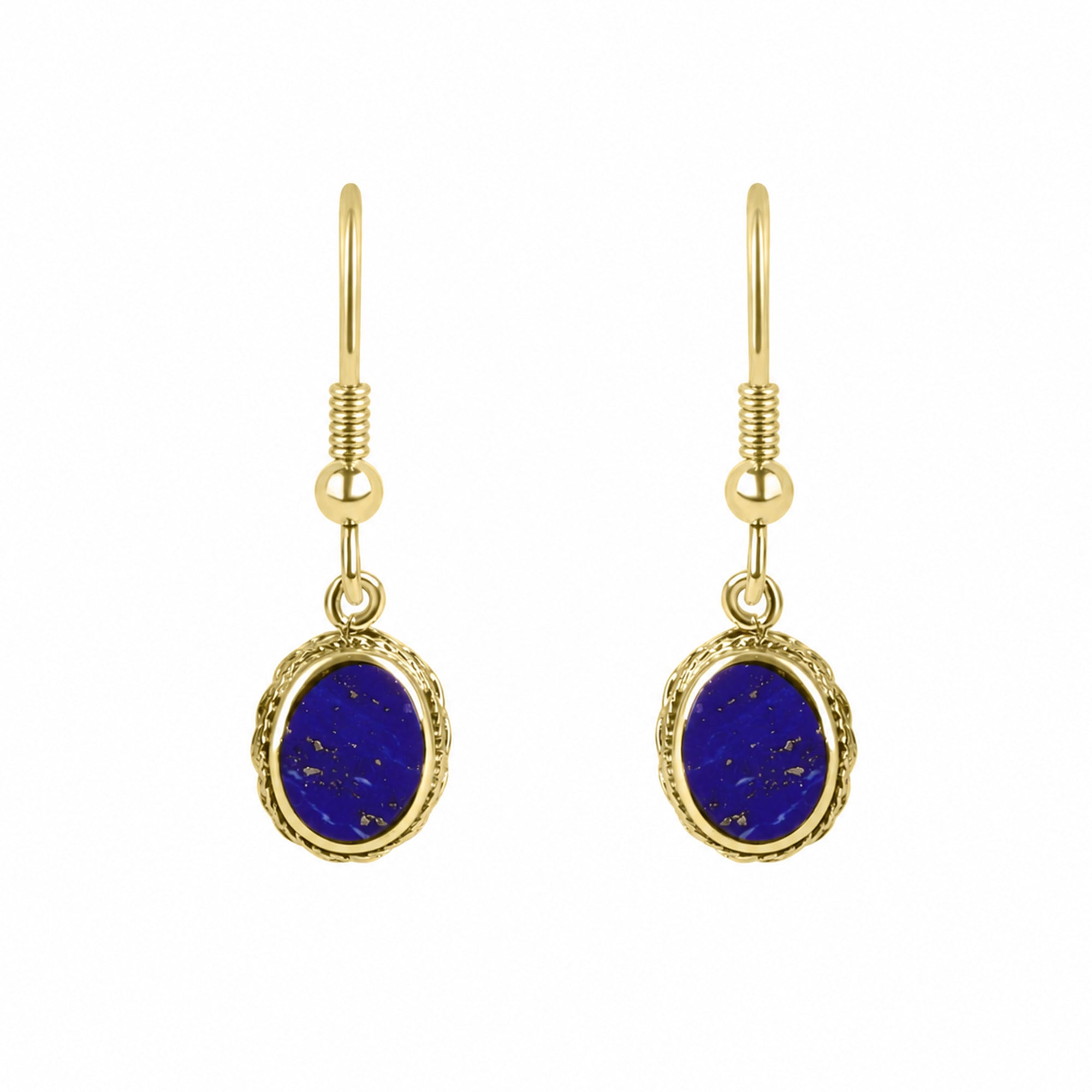 9ct Yellow Gold Lapis Lazuli Pre-Owned Drop Earrings