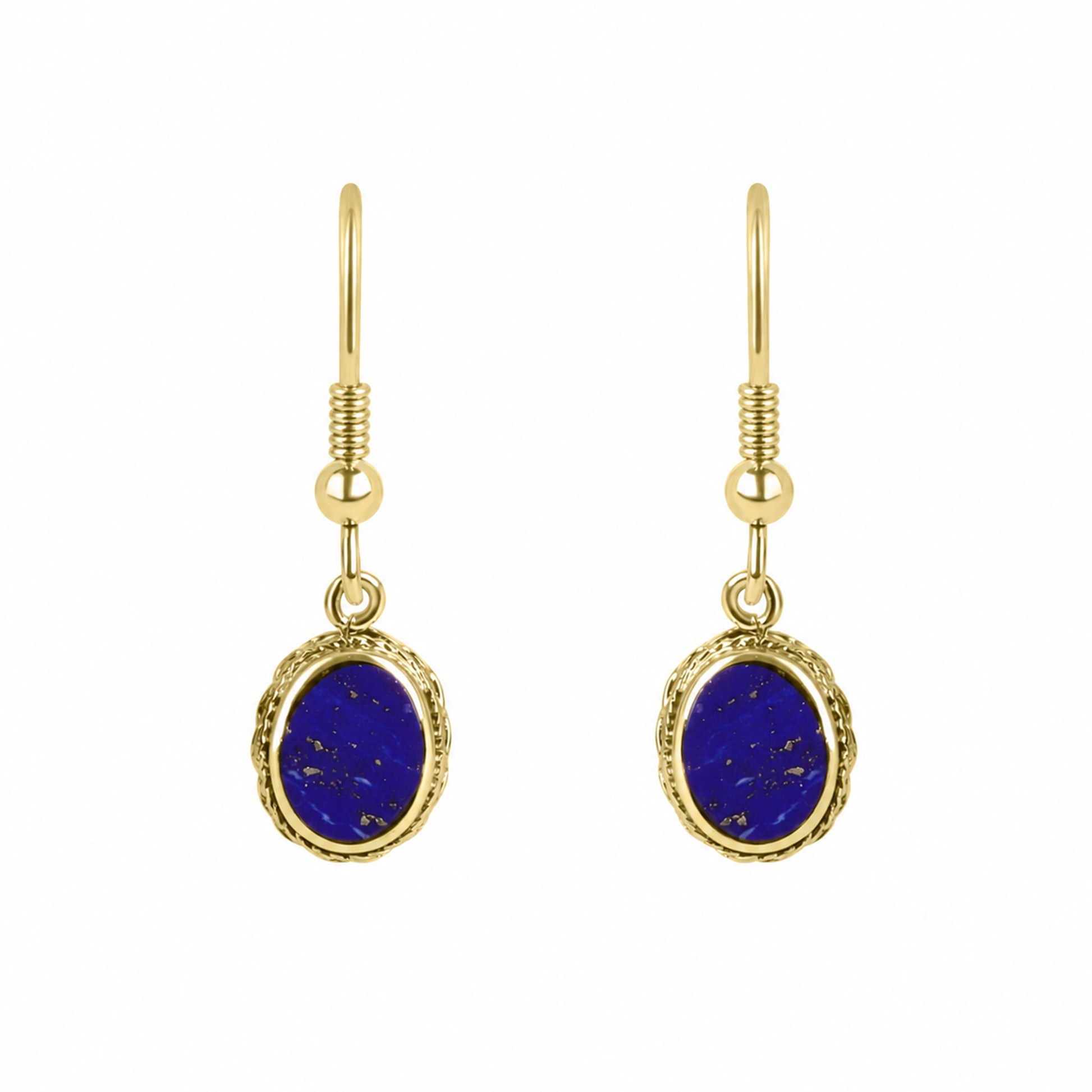 9ct Yellow Gold Lapis Lazuli Pre-Owned Drop Earrings
