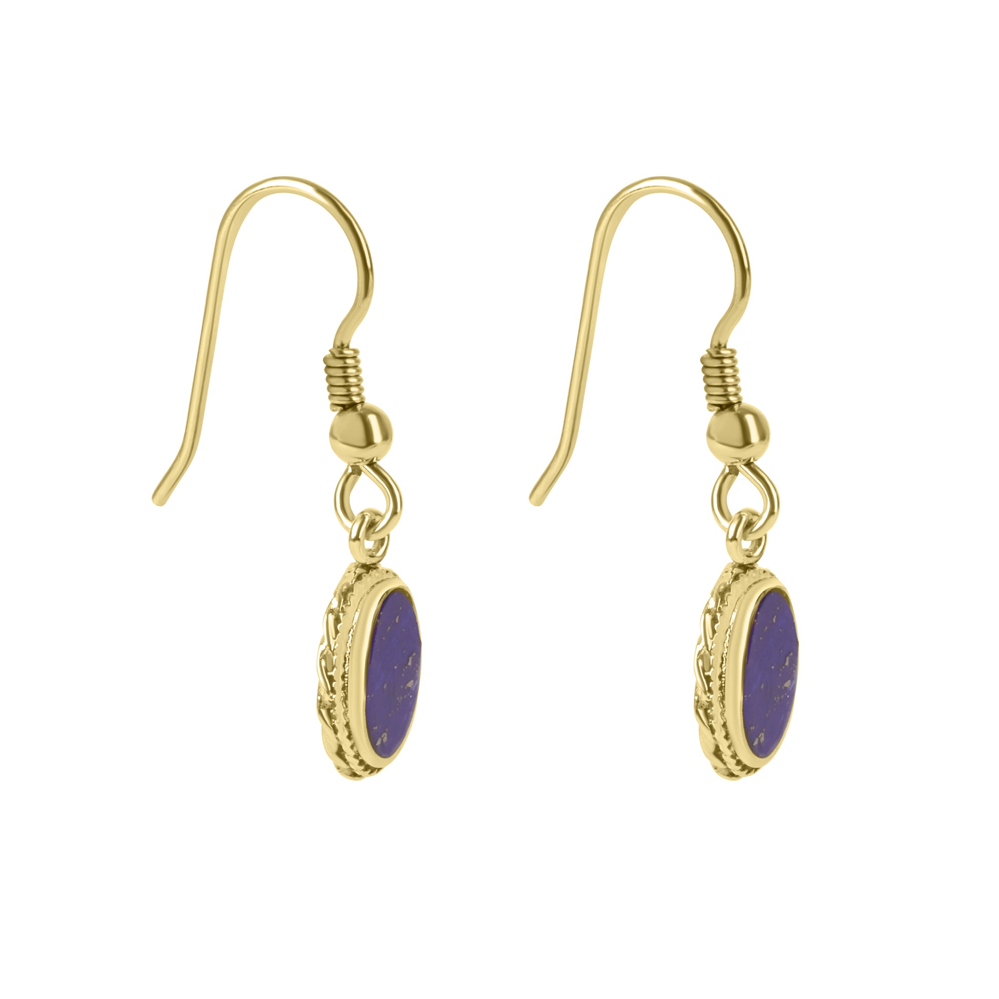 9ct Yellow Gold Lapis Lazuli Pre-Owned Drop Earrings