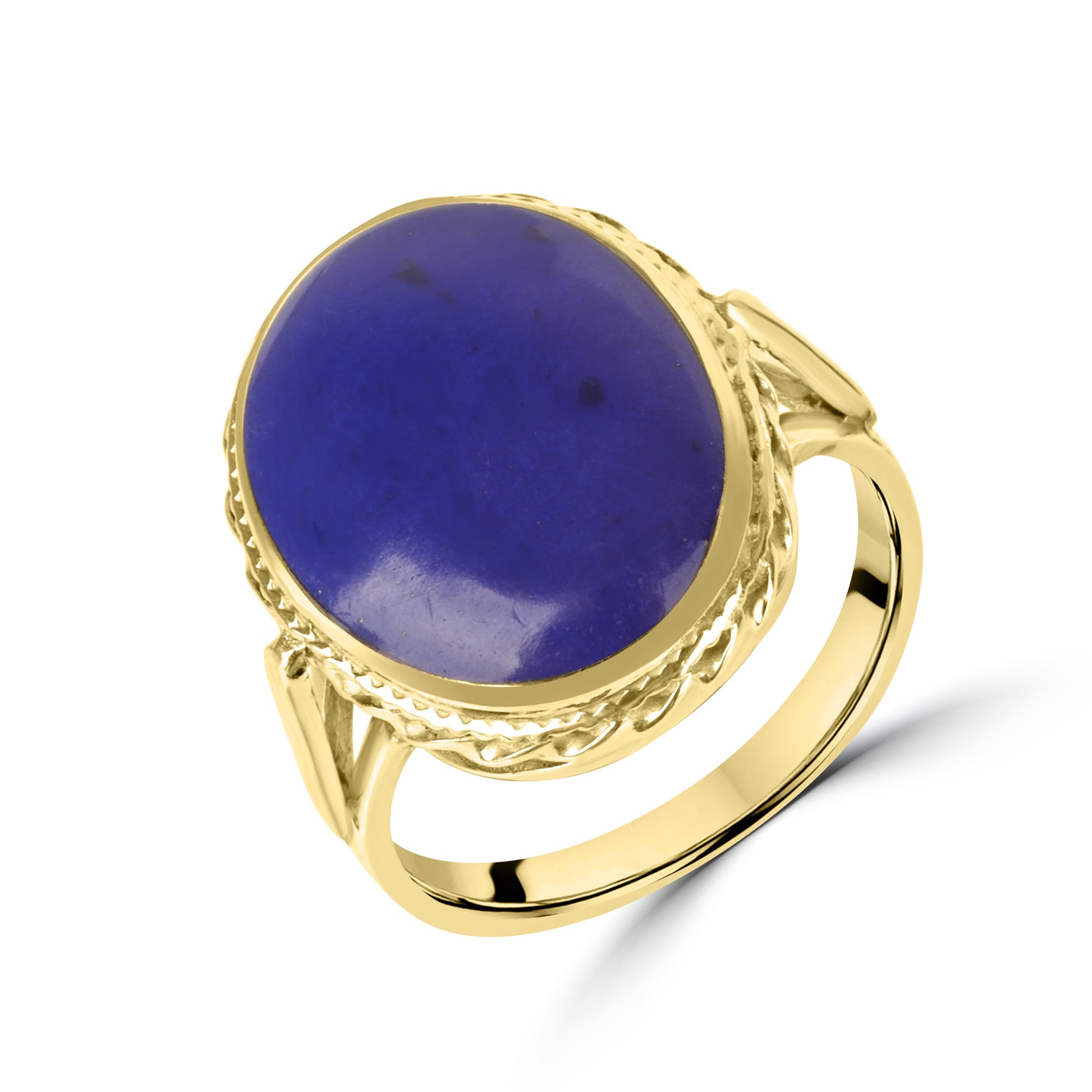 9ct Yellow Gold Oval Lapis Lazuli Cabochon Pre-Owned Ring
