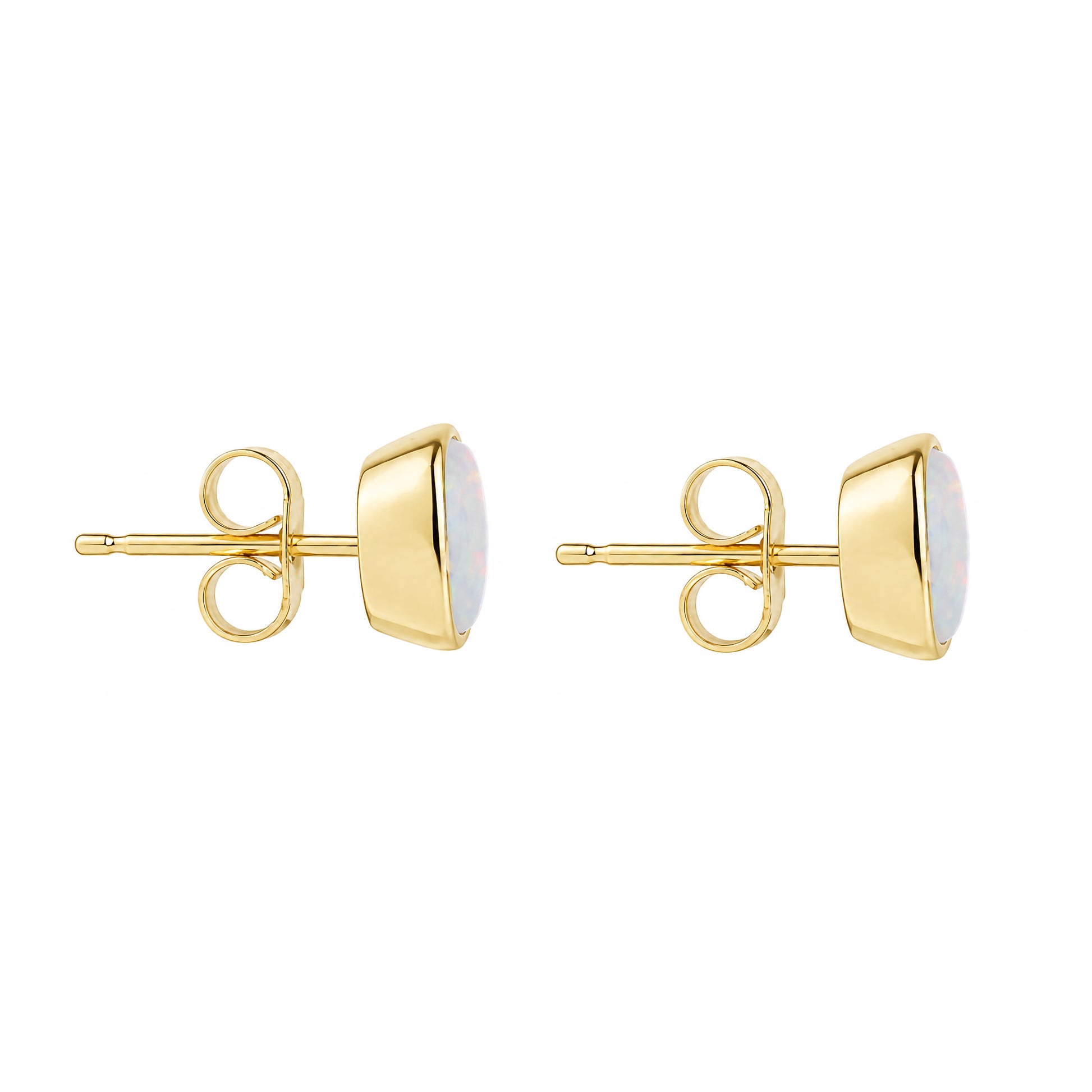 9ct Yellow Gold Oval Opal Pre-Owned Stud Earrings