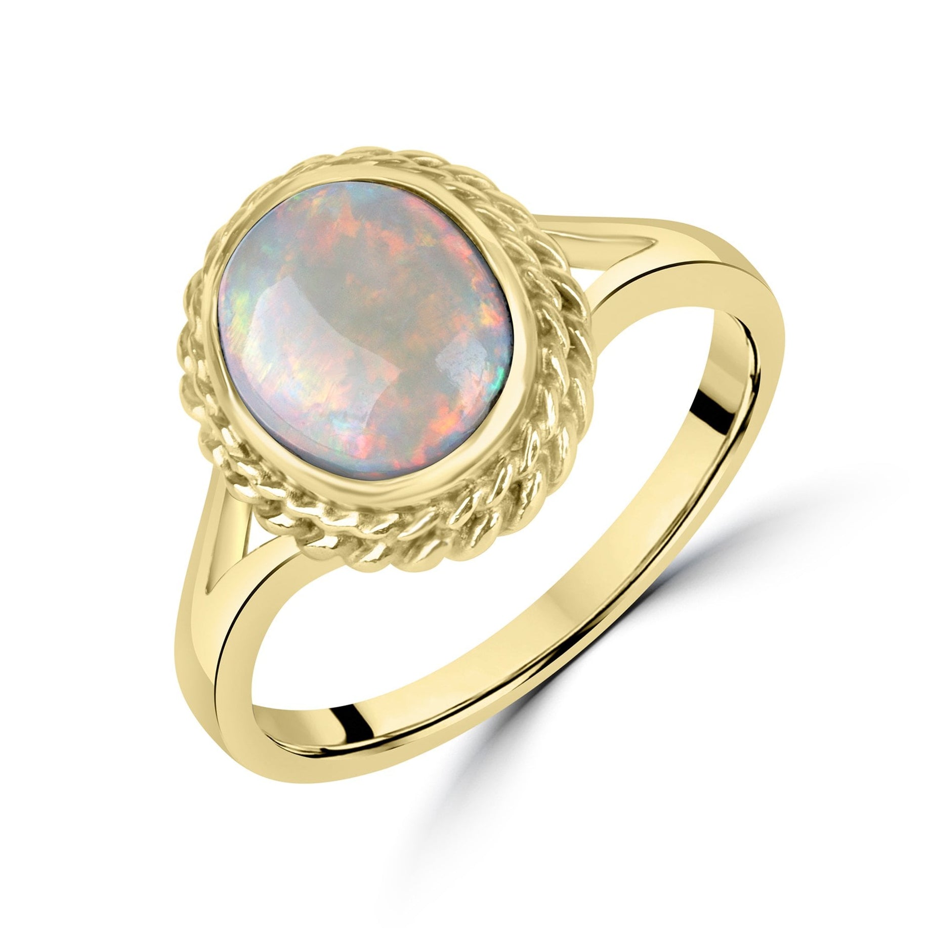 9ct Yellow Gold Oval Opal Solitaire Ring