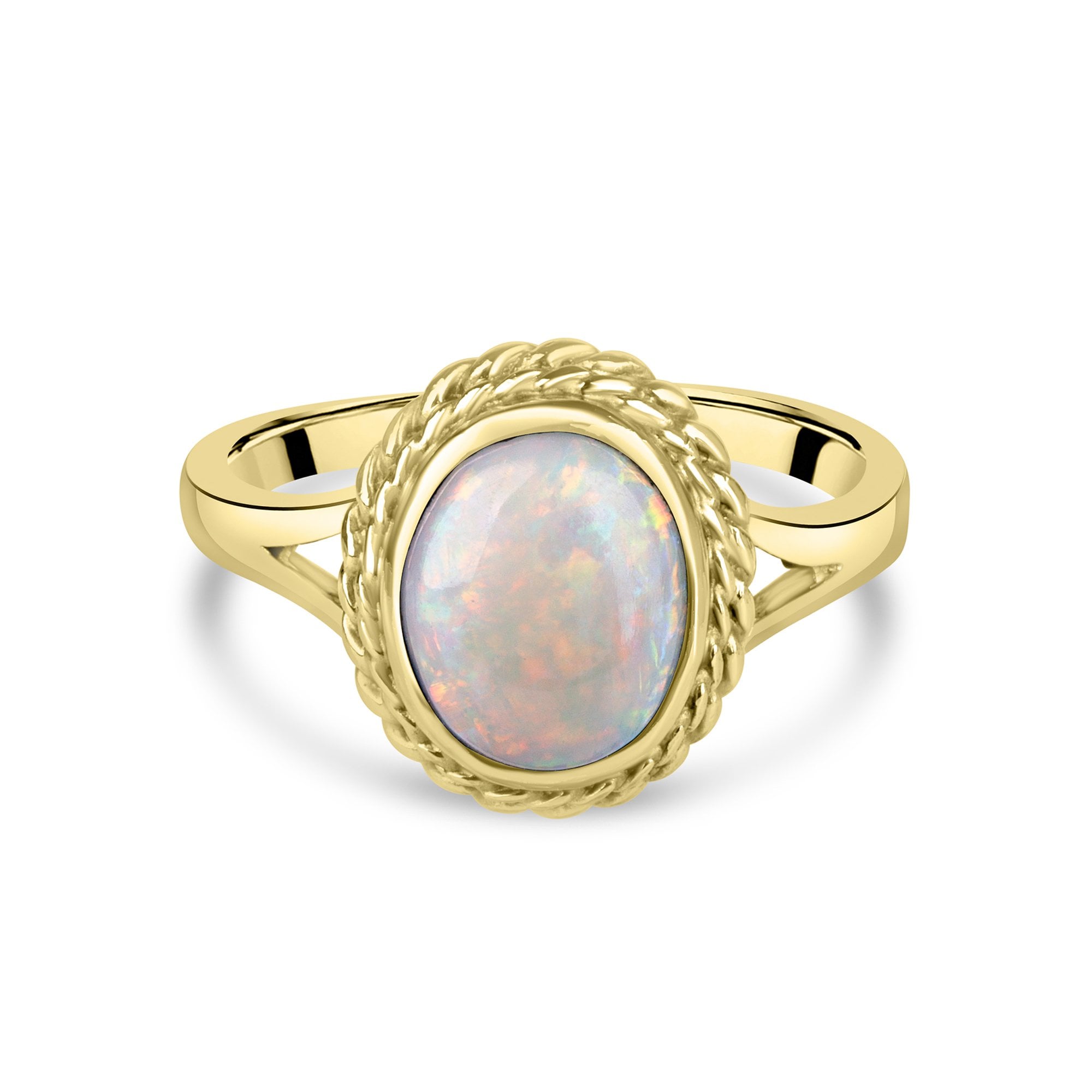 9ct Yellow Gold Oval Opal Solitaire Ring