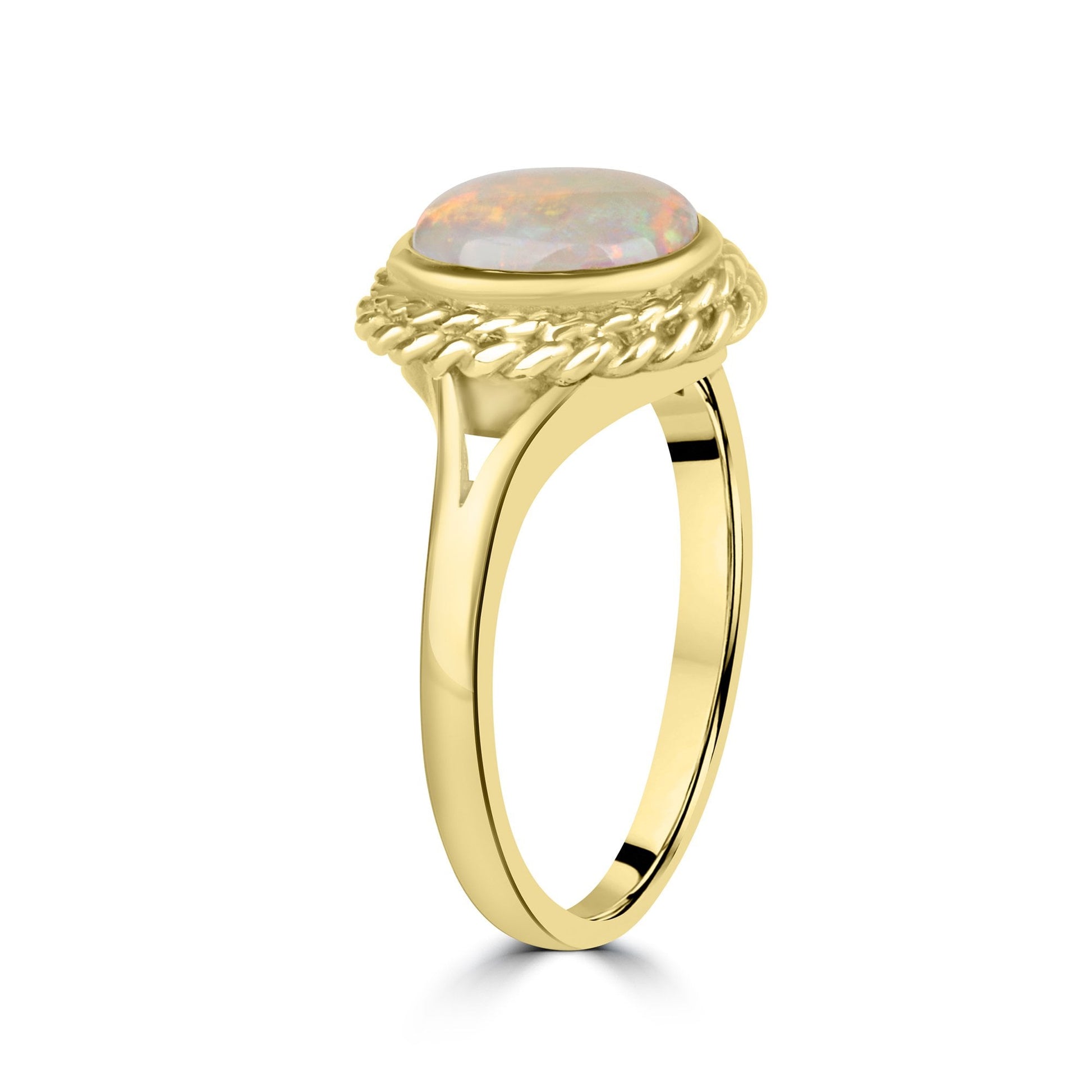9ct Yellow Gold Oval Opal Solitaire Ring