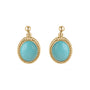 9ct Yellow Gold Oval Turquoise Screw Back Clip On Pre-Owned Earrings