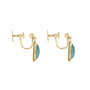 9ct Yellow Gold Oval Turquoise Screw Back Clip On Pre-Owned Earrings