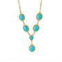 9ct Yellow Gold Six Stone Turquoise Rope Detail Pre-Owned Necklet