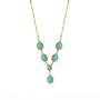 9ct Yellow Gold Six Stone Turquoise Rope Detail Pre-Owned Necklet