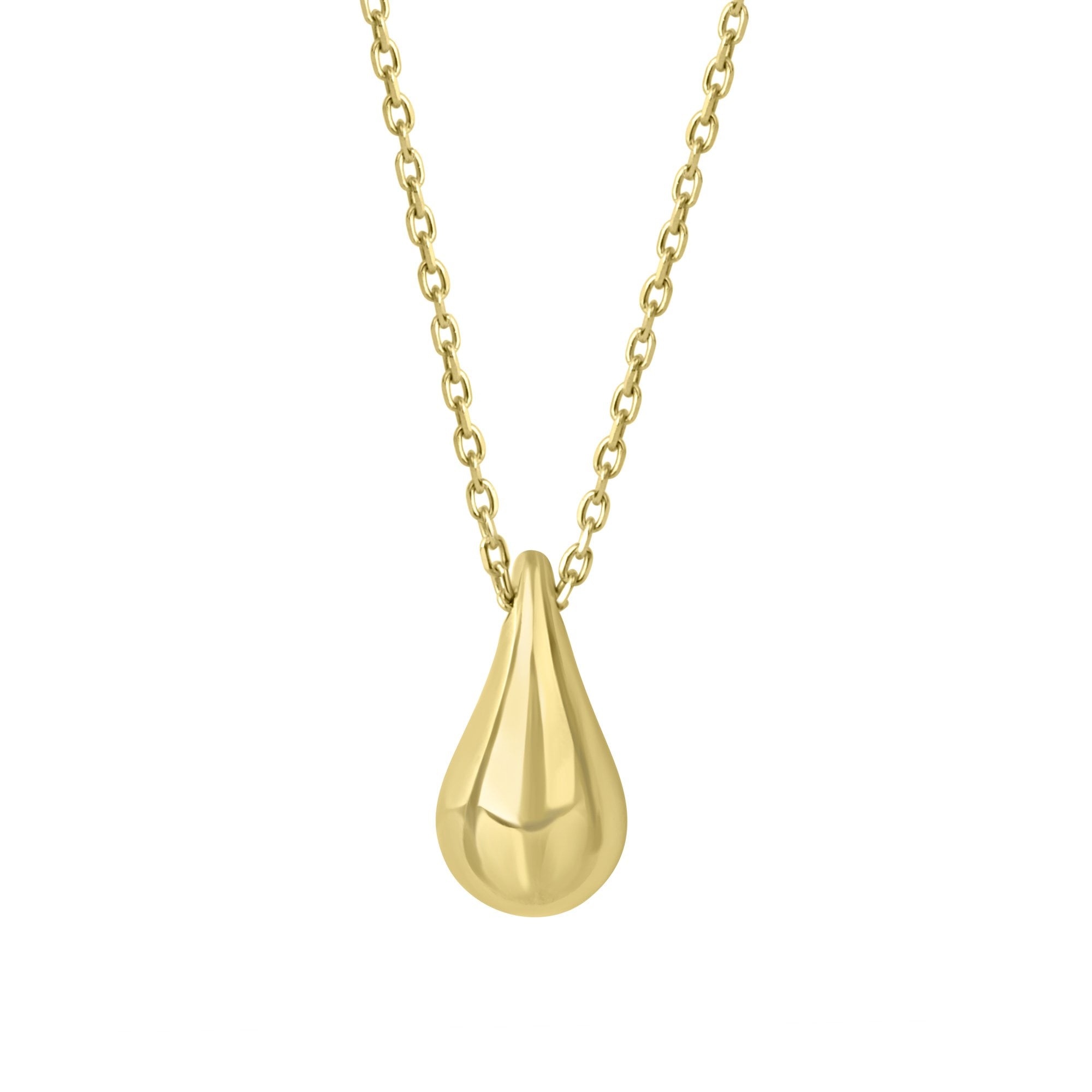 9ct Yellow Gold Teardrop Necklet on a Filed Trace Chain