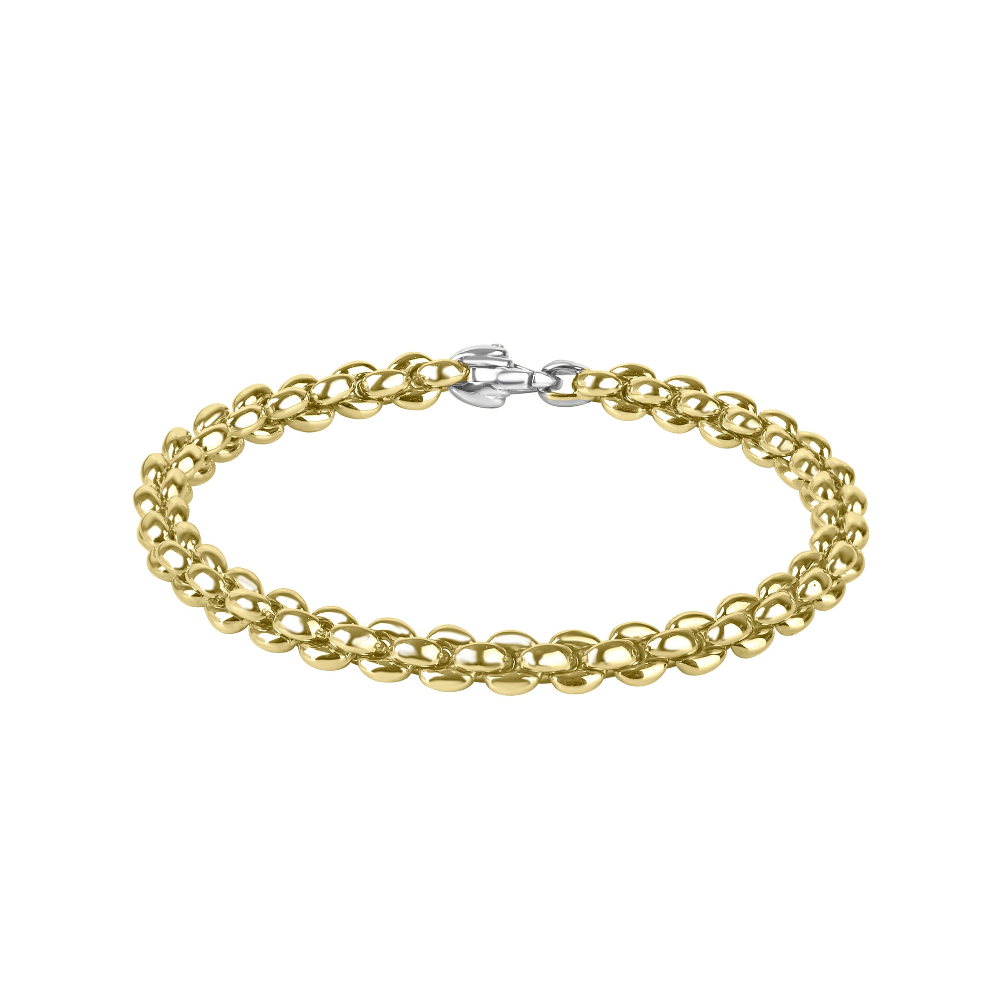 9ct Yellow Gold Tight Linked Bracelet with White Gold Clasp