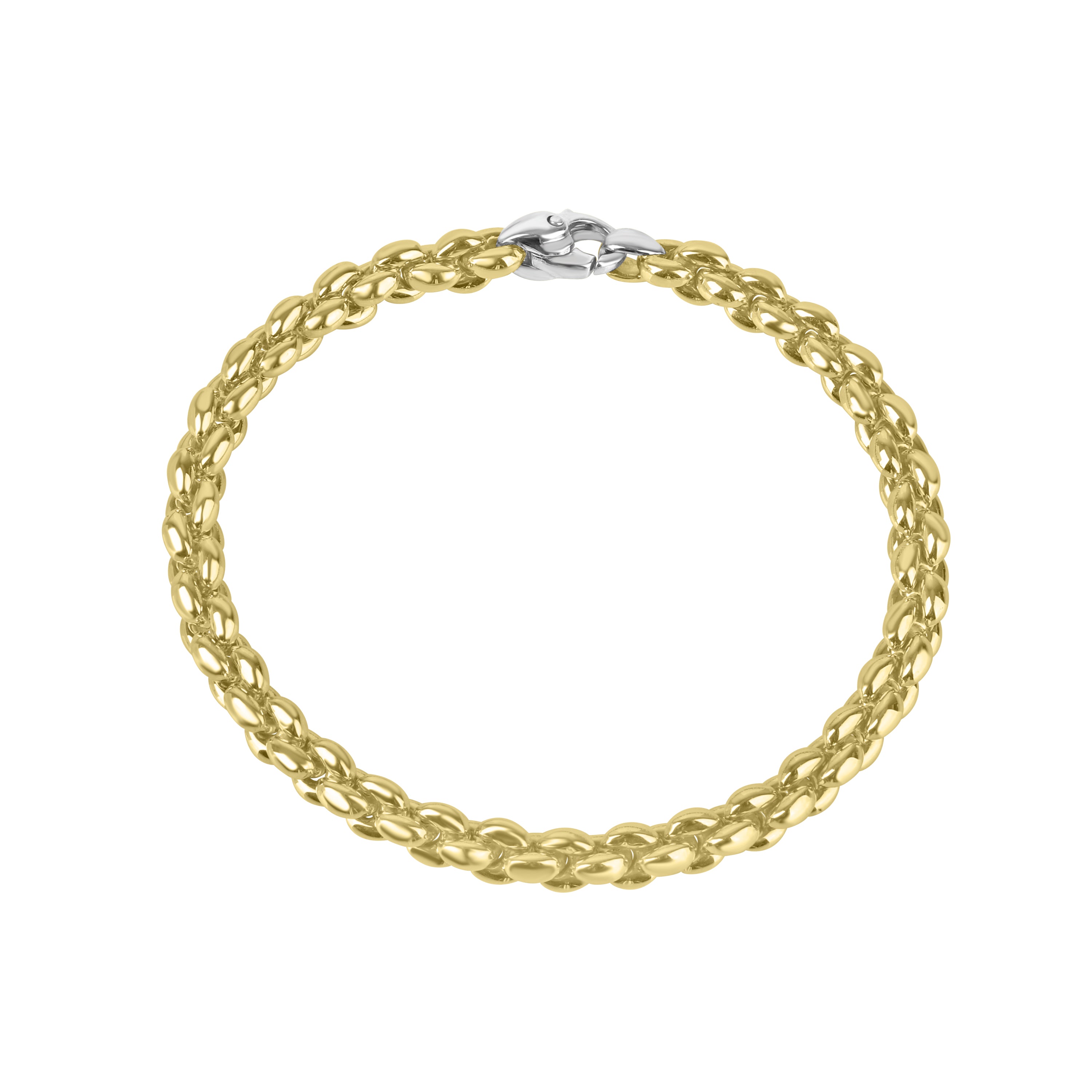 9ct Yellow Gold Tight Linked Bracelet with White Gold Clasp