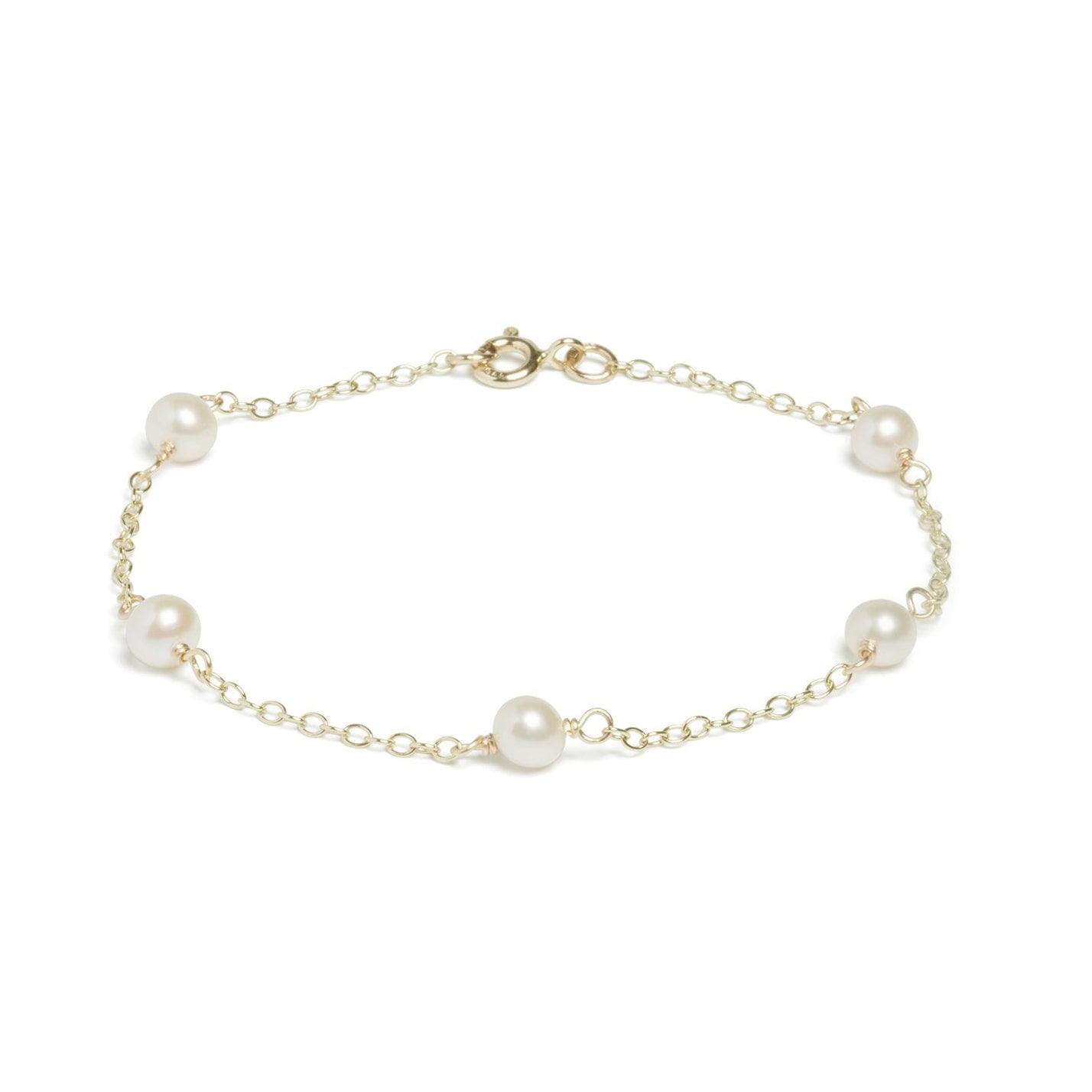 9ct Yellow Gold & White Cultured Freshwater Pearl Bracelet