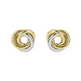 9ct Yellow and White Gold Interlocking Love Knot Stud Earrings