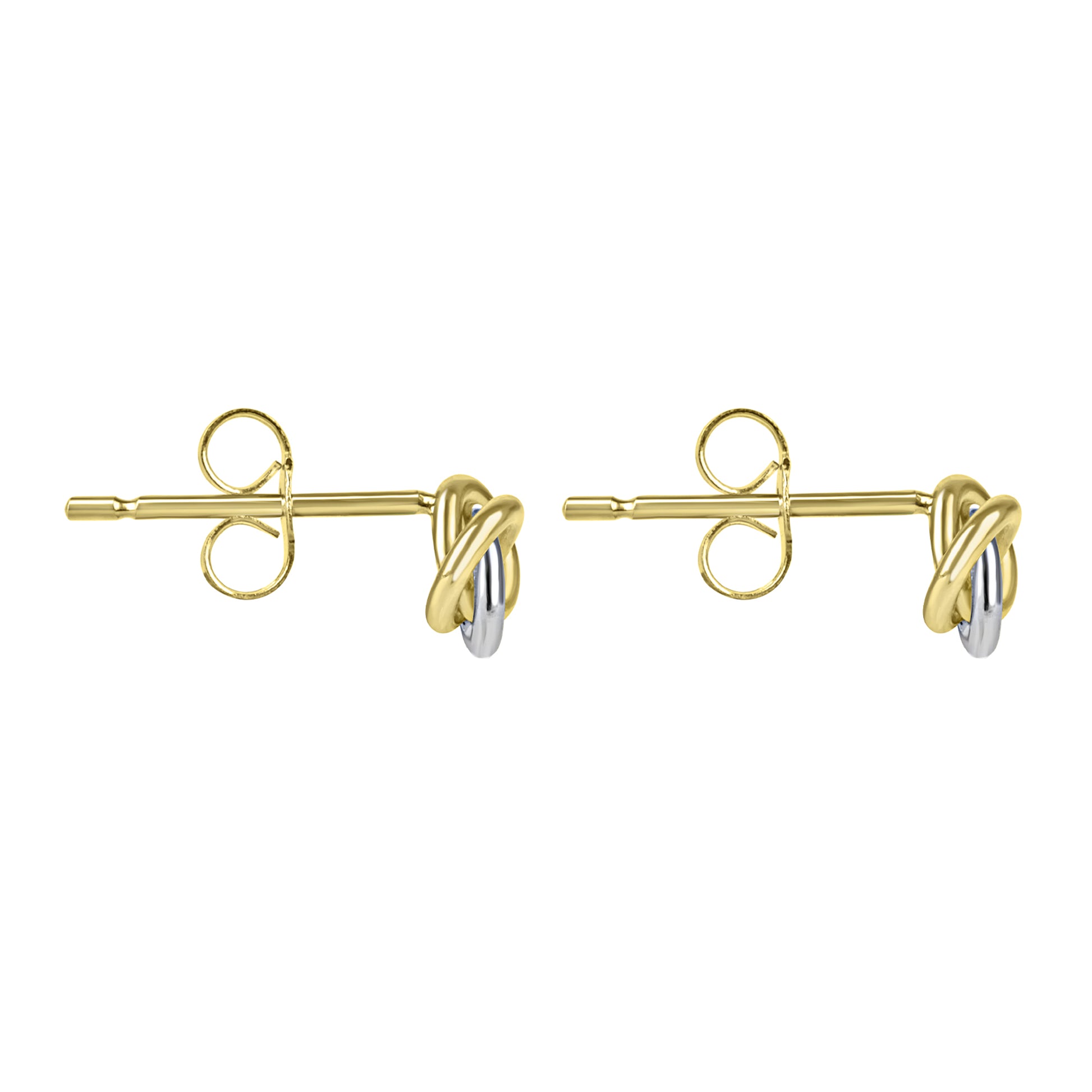 9ct Yellow and White Gold Interlocking Love Knot Stud Earrings