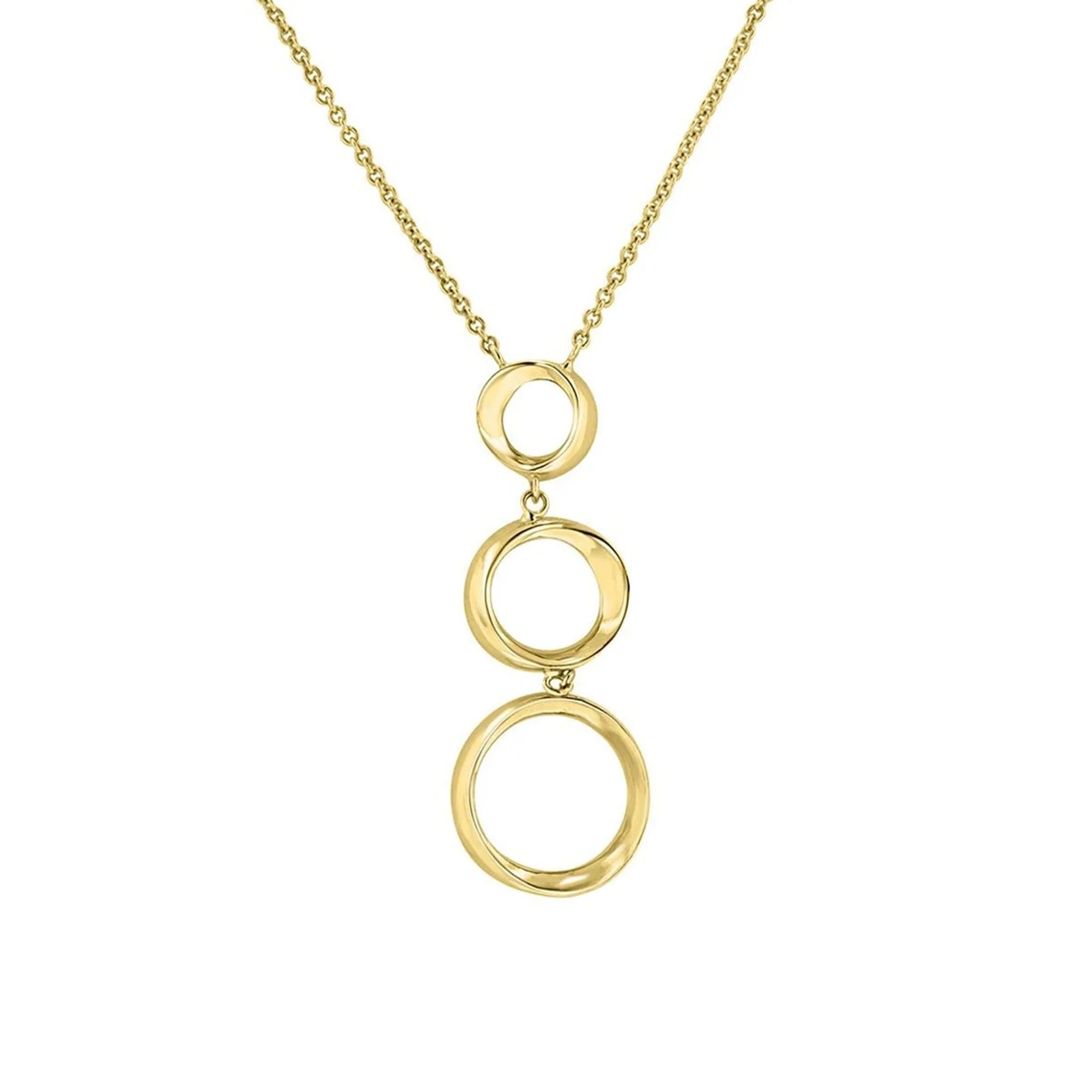 A 9ct yellow gold Graduated Three Ring Necklace