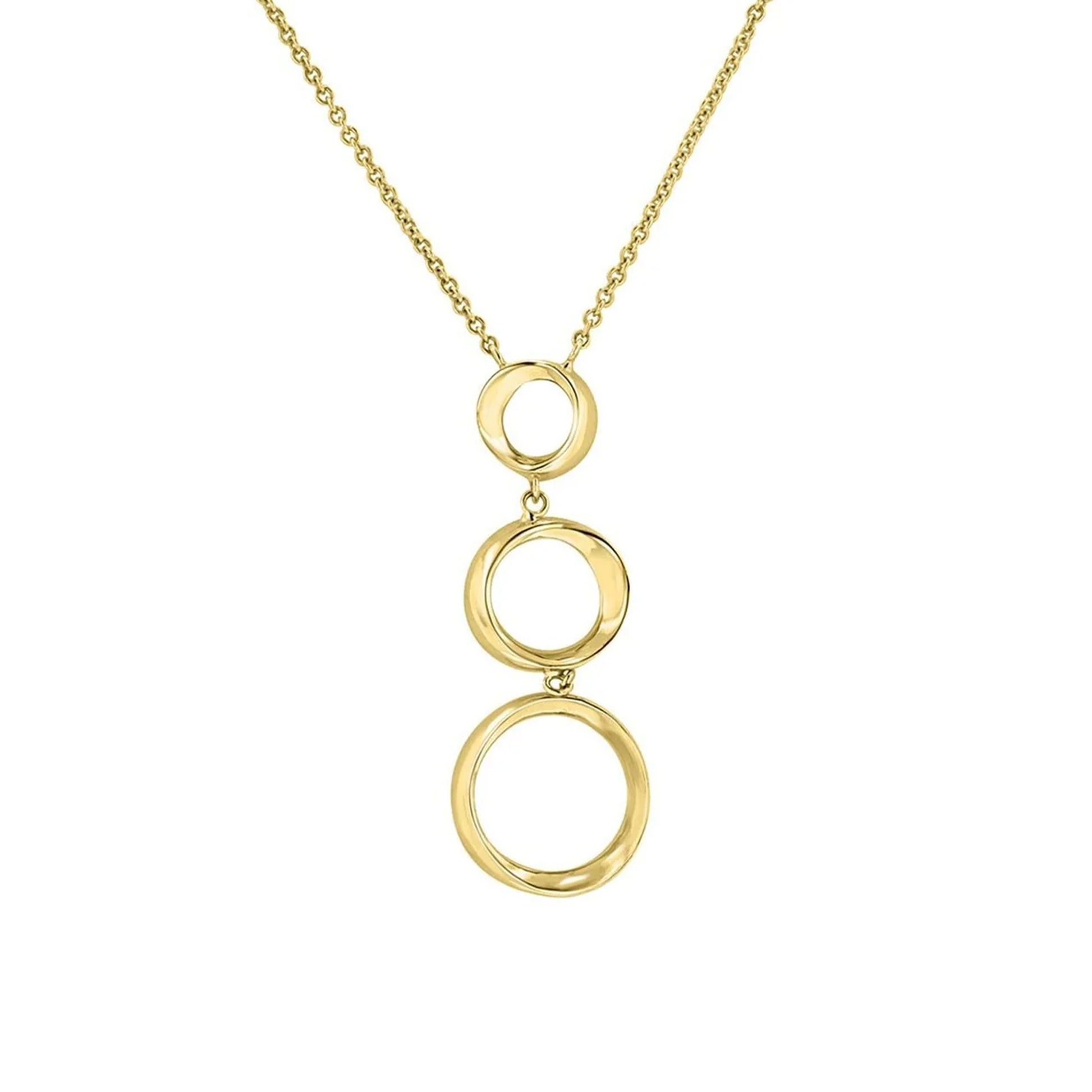 A 9ct yellow gold Graduated Three Ring Necklace