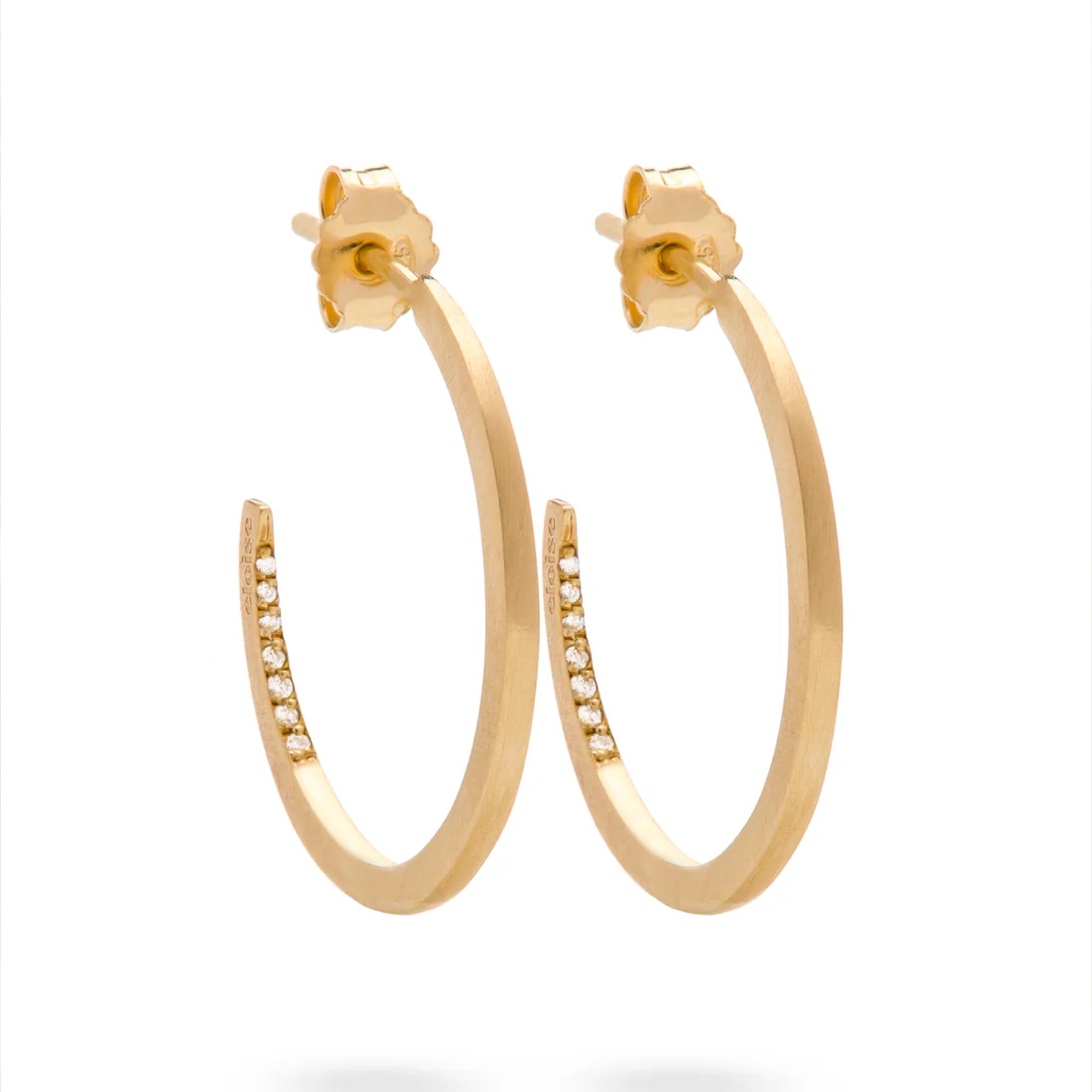 Eloise Gold Plated Sterling Silver Crescent Moon Diamond Hoops