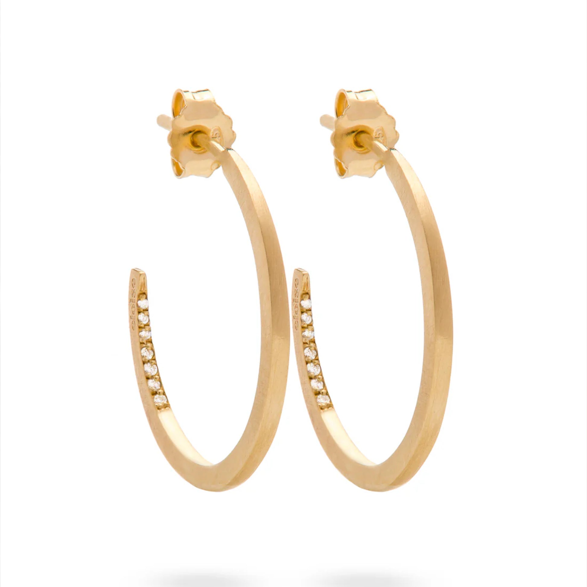 Eloise Gold Plated Sterling Silver Crescent Moon Diamond Hoops