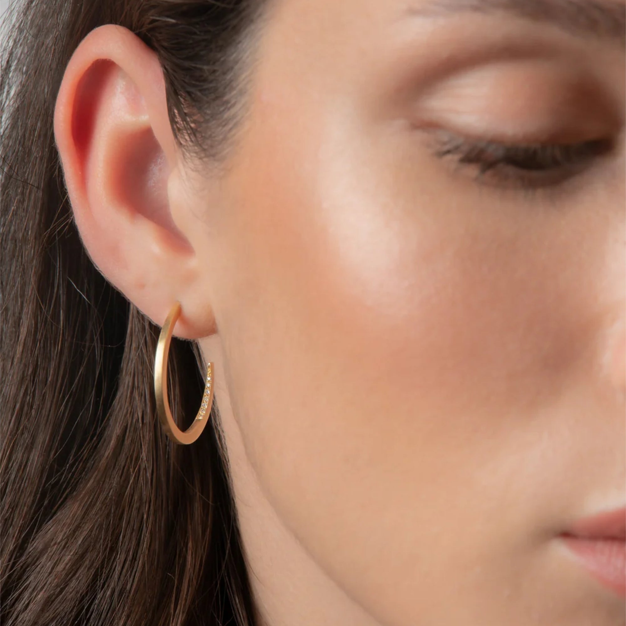 Eloise Gold Plated Sterling Silver Crescent Moon Diamond Hoops