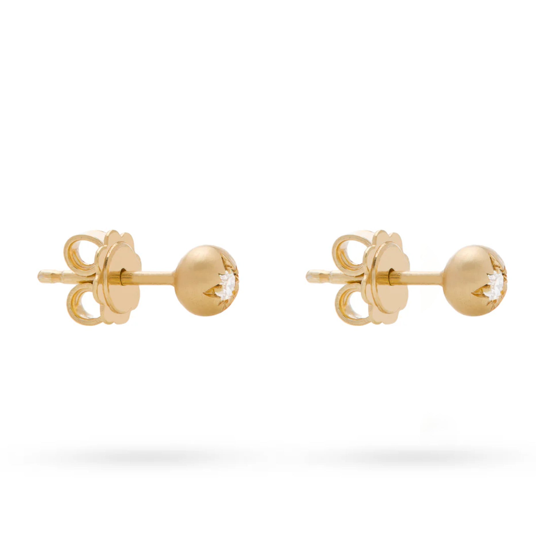 Side View of Eloise Gold Plated Sterling Silver Moon Diamond Studs