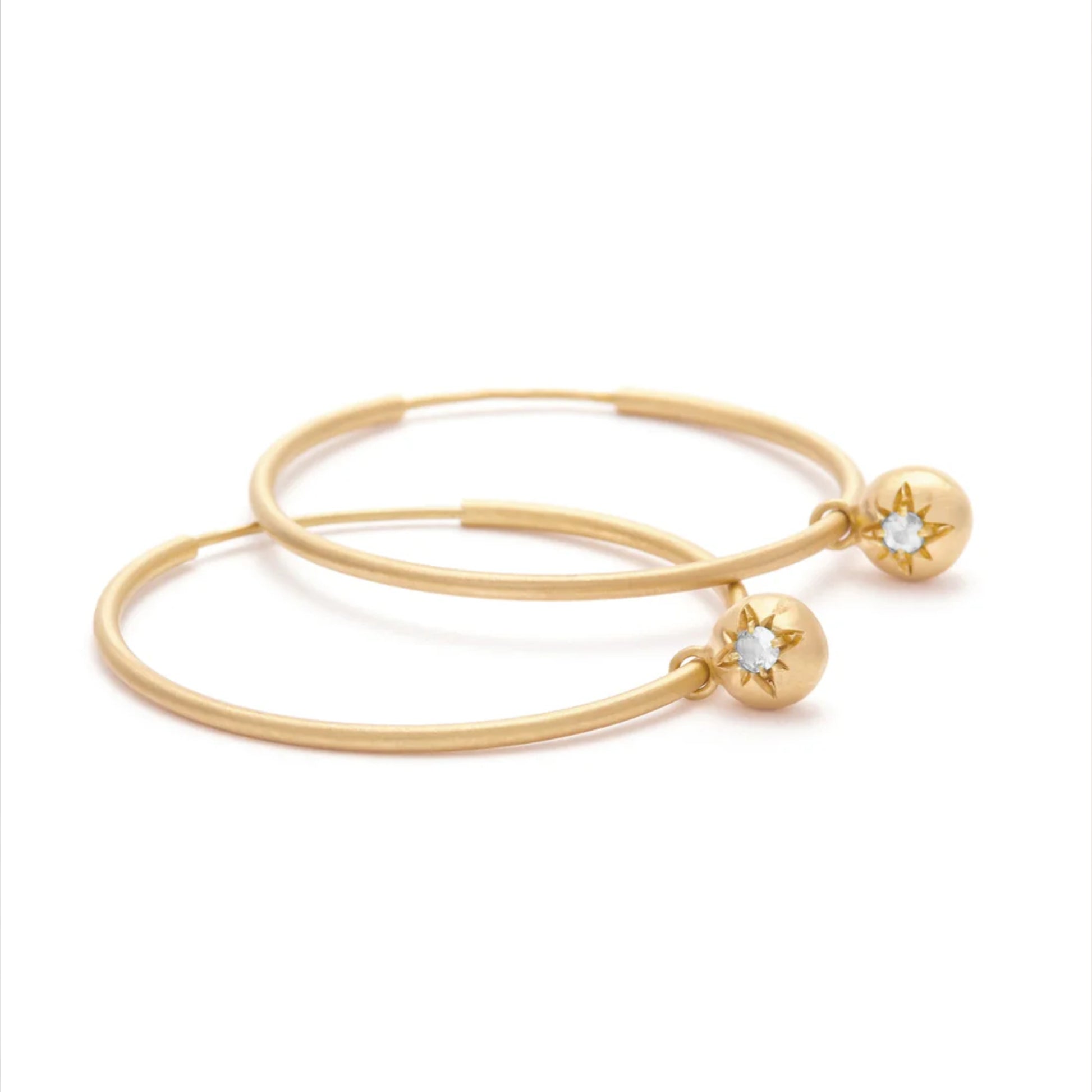 Eloise Gold Plated Sterling Silver Hoops With Diamond Moon Charms