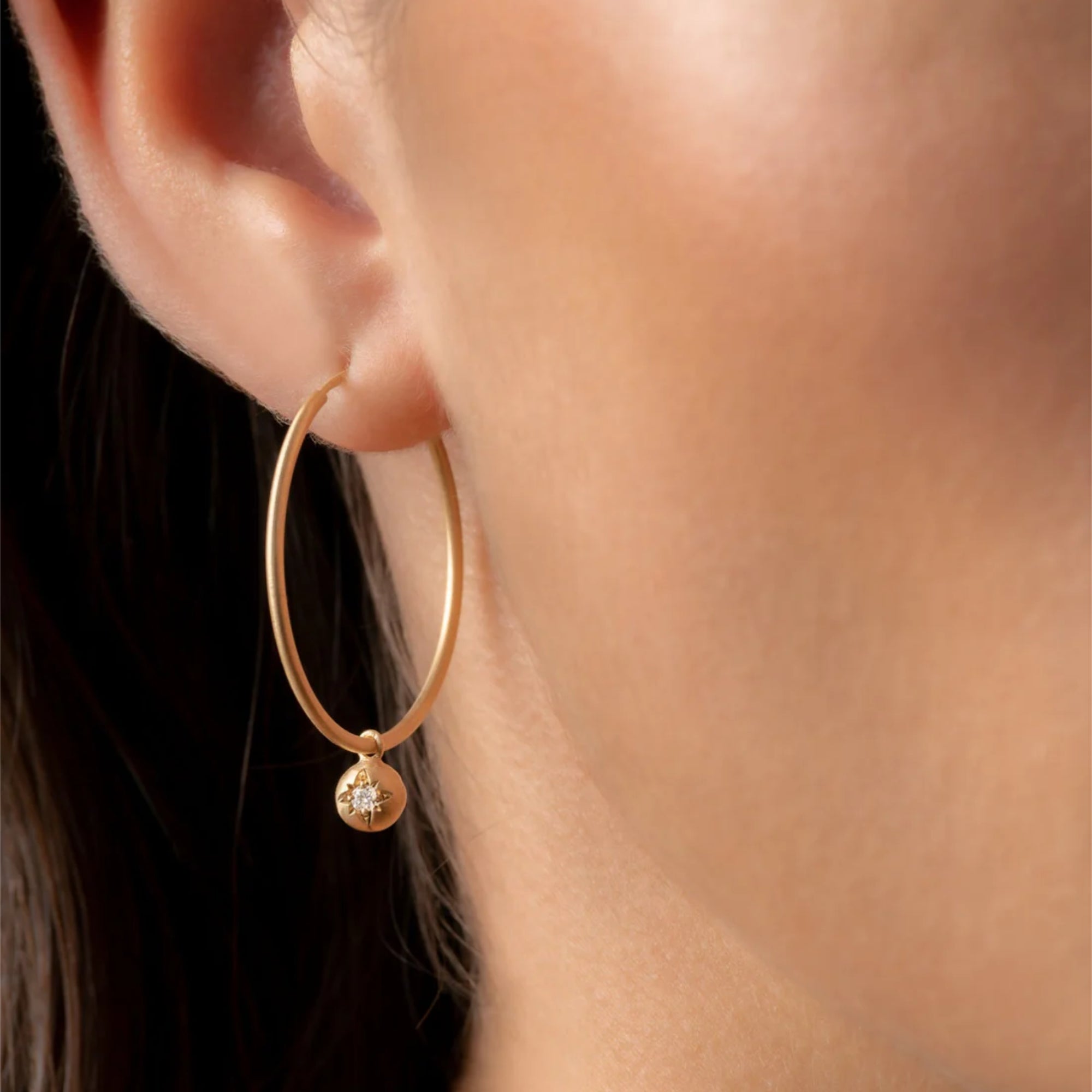 Eloise Gold Plated Sterling Silver Moon Diamond Hoops