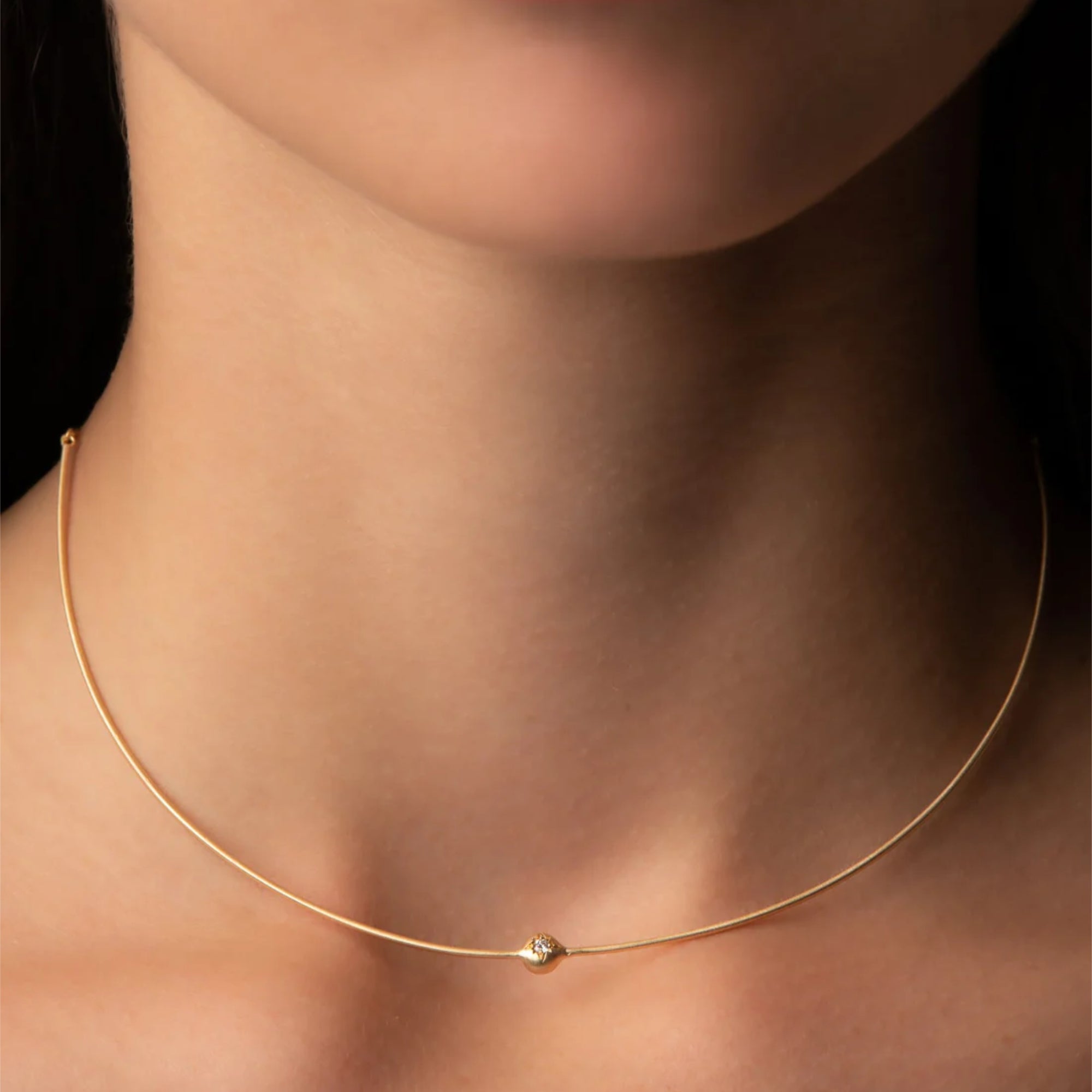 Eloise Gold Plated Sterling Silver Moon Diamond Necklace