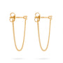 Eloise 18ct Gold Plated Sterling Silver Diamond Studs with Connection Chain to the Butterfly Fitting - side view