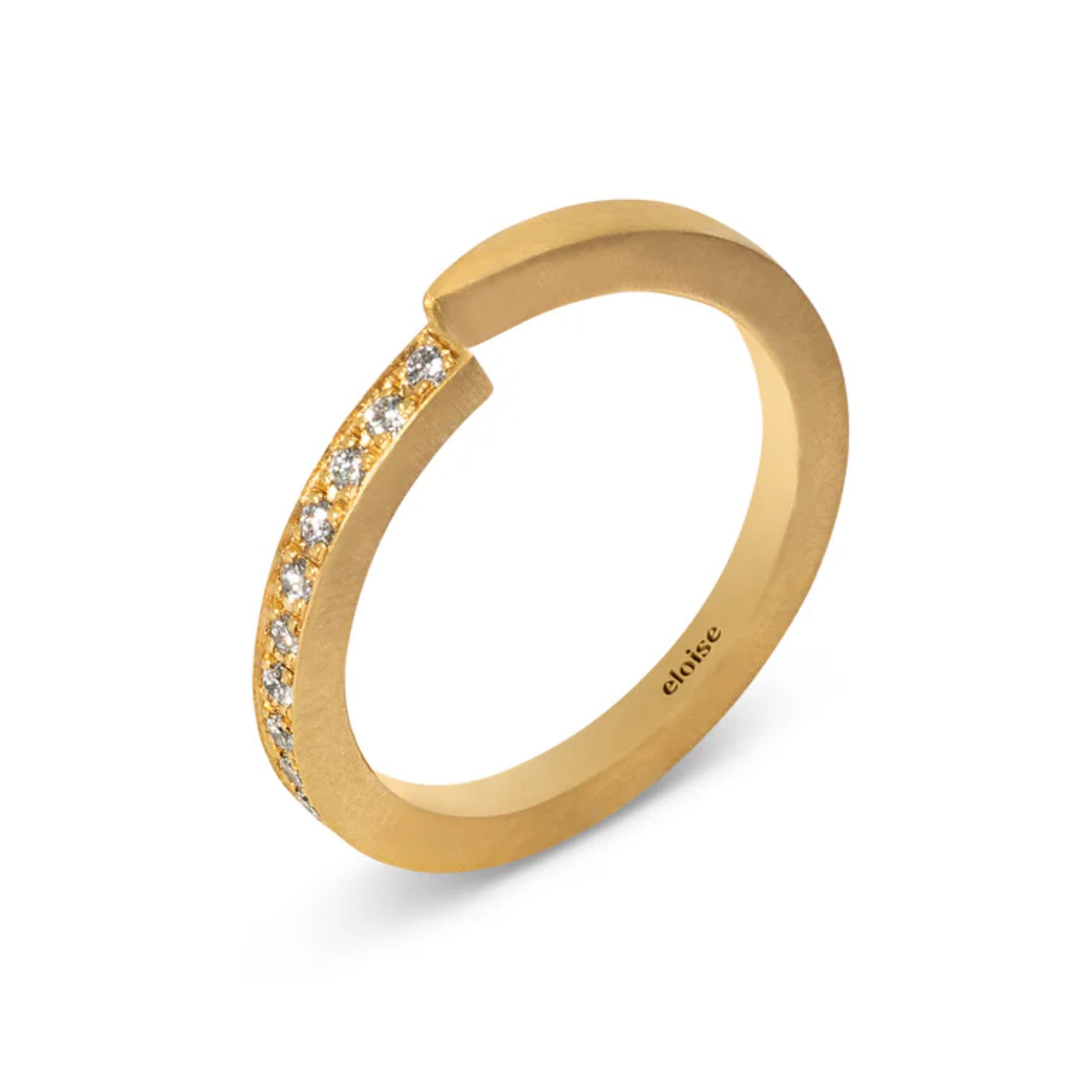 Eloise Gold Plated Sterling Silver Crescent Moon Diamond Crossover Ring