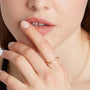 Model Wearing Eloise Gold Plated Sterling Silver Crescent Moon Ring