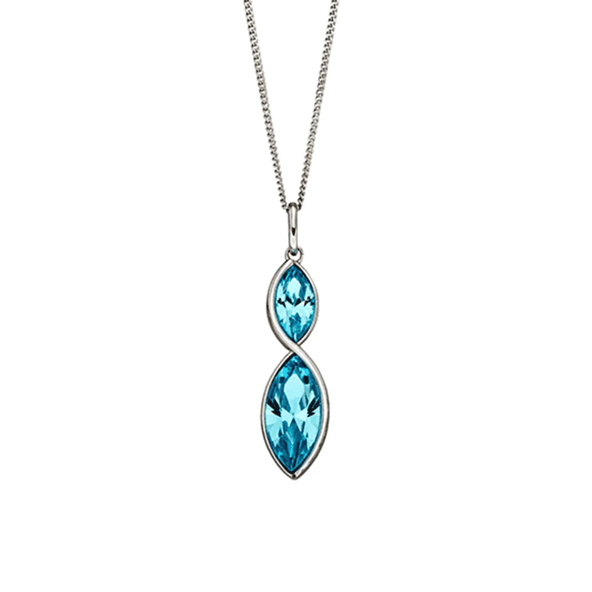 Aqua Blue Crystal Twist Marquise Pendant with Adjustable 16"-18" Curb Chain P4800A
