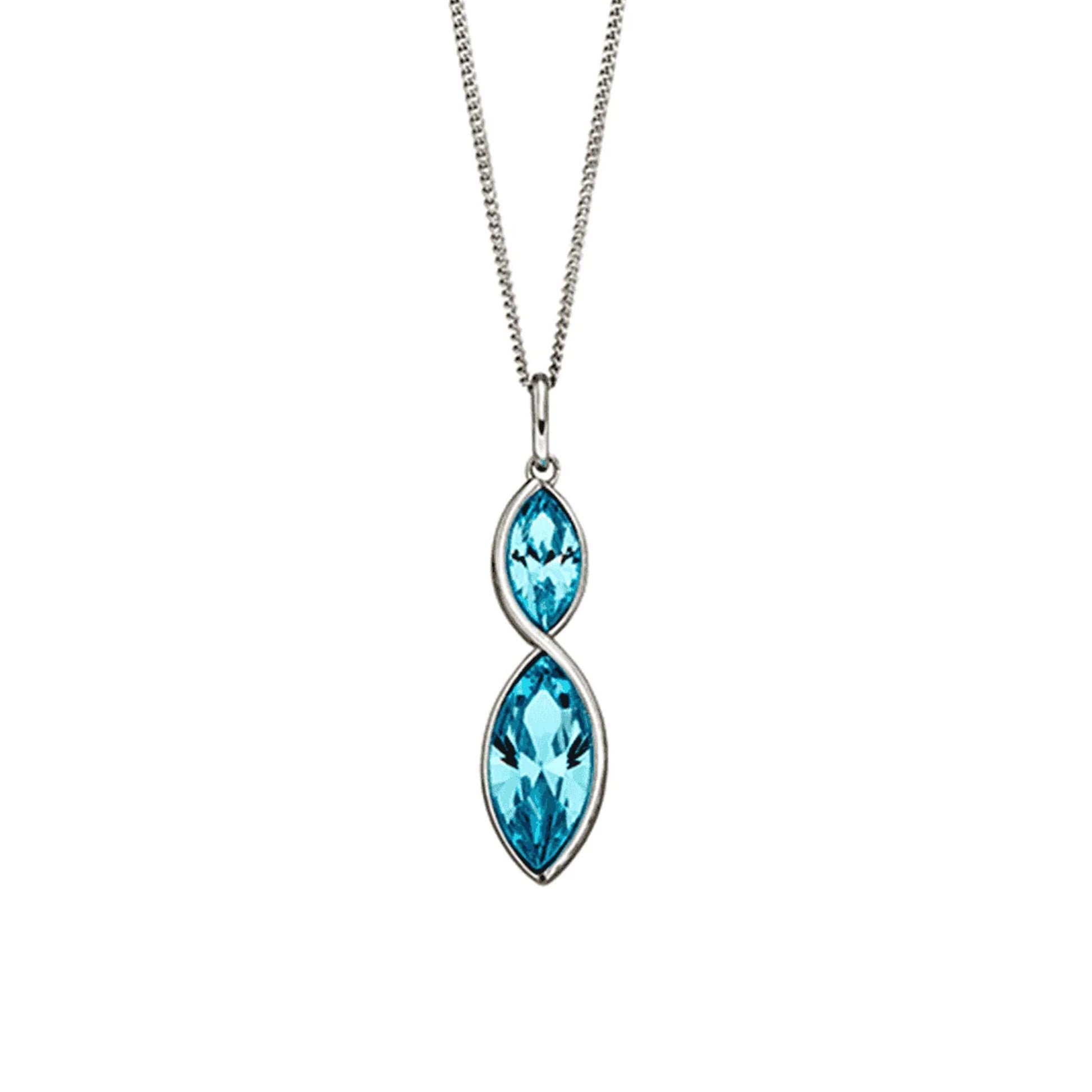 Aqua Blue Crystal Twist Marquise Pendant with Adjustable 16"-18" Curb Chain P4800A