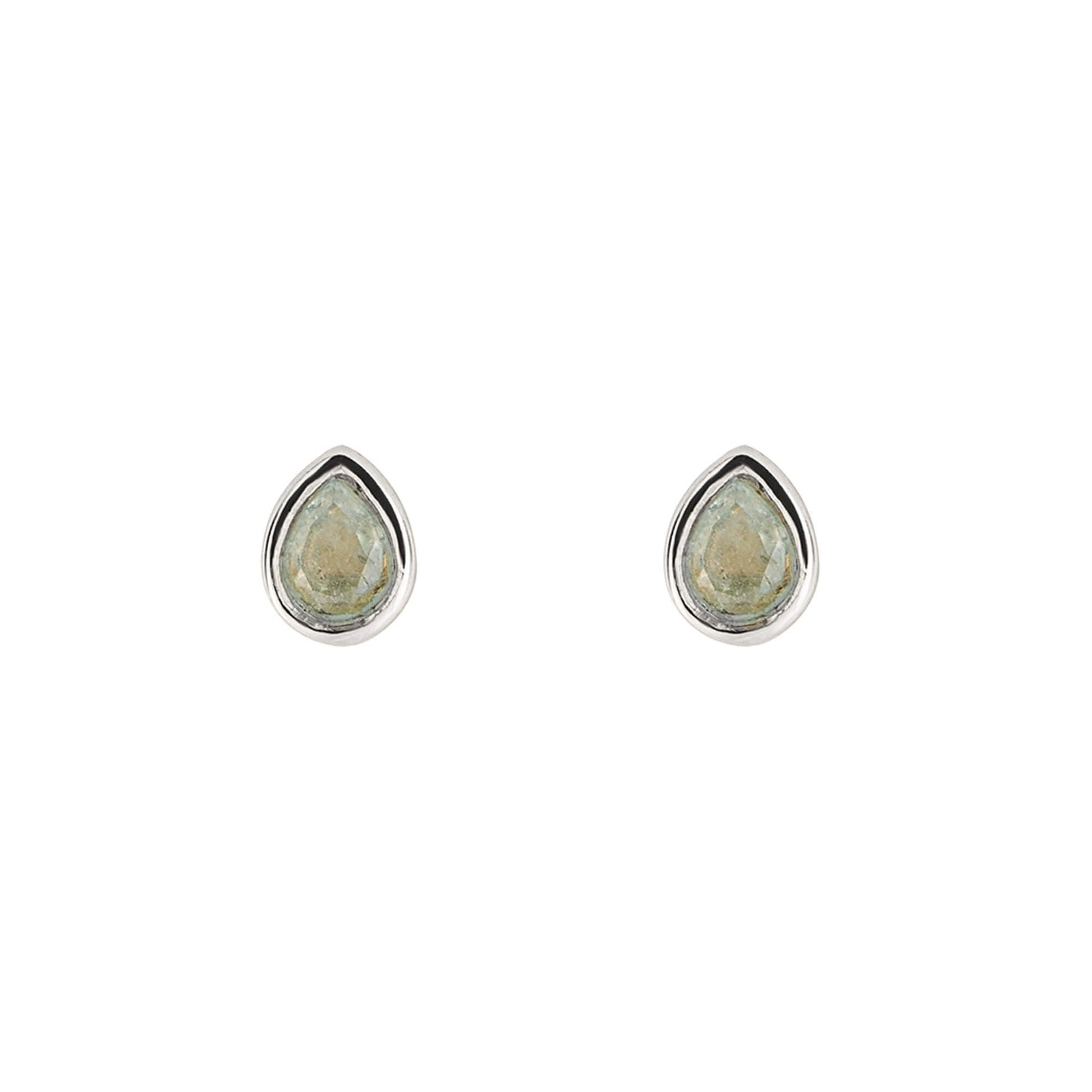 Aquamarine Droplet March Birthstone Stud Earrings