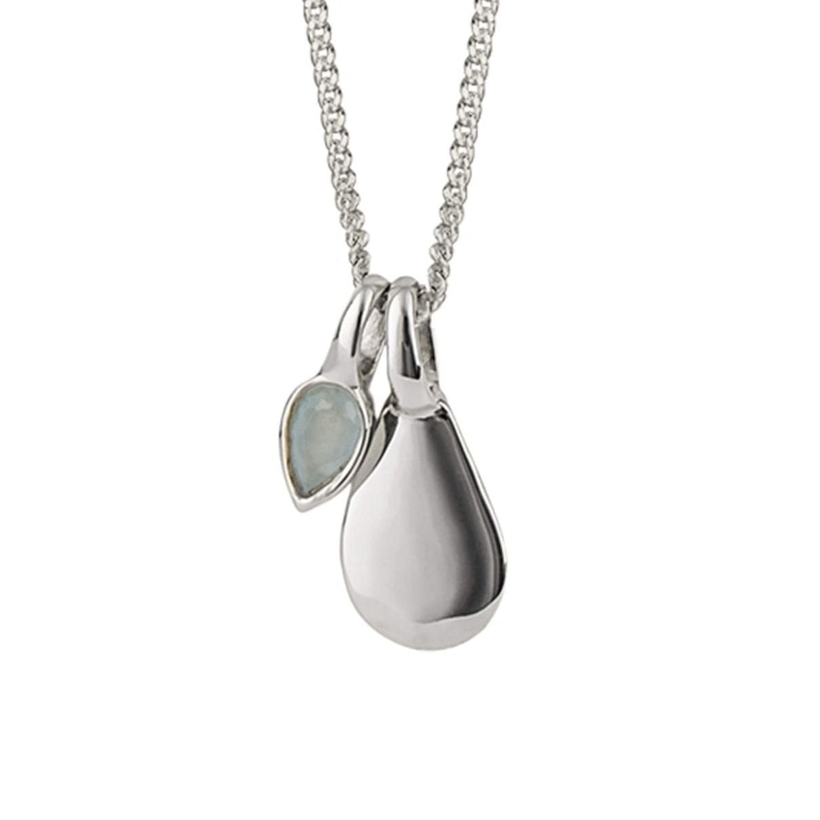 Aquamarine Droplet March Birthstone Tag Necklace